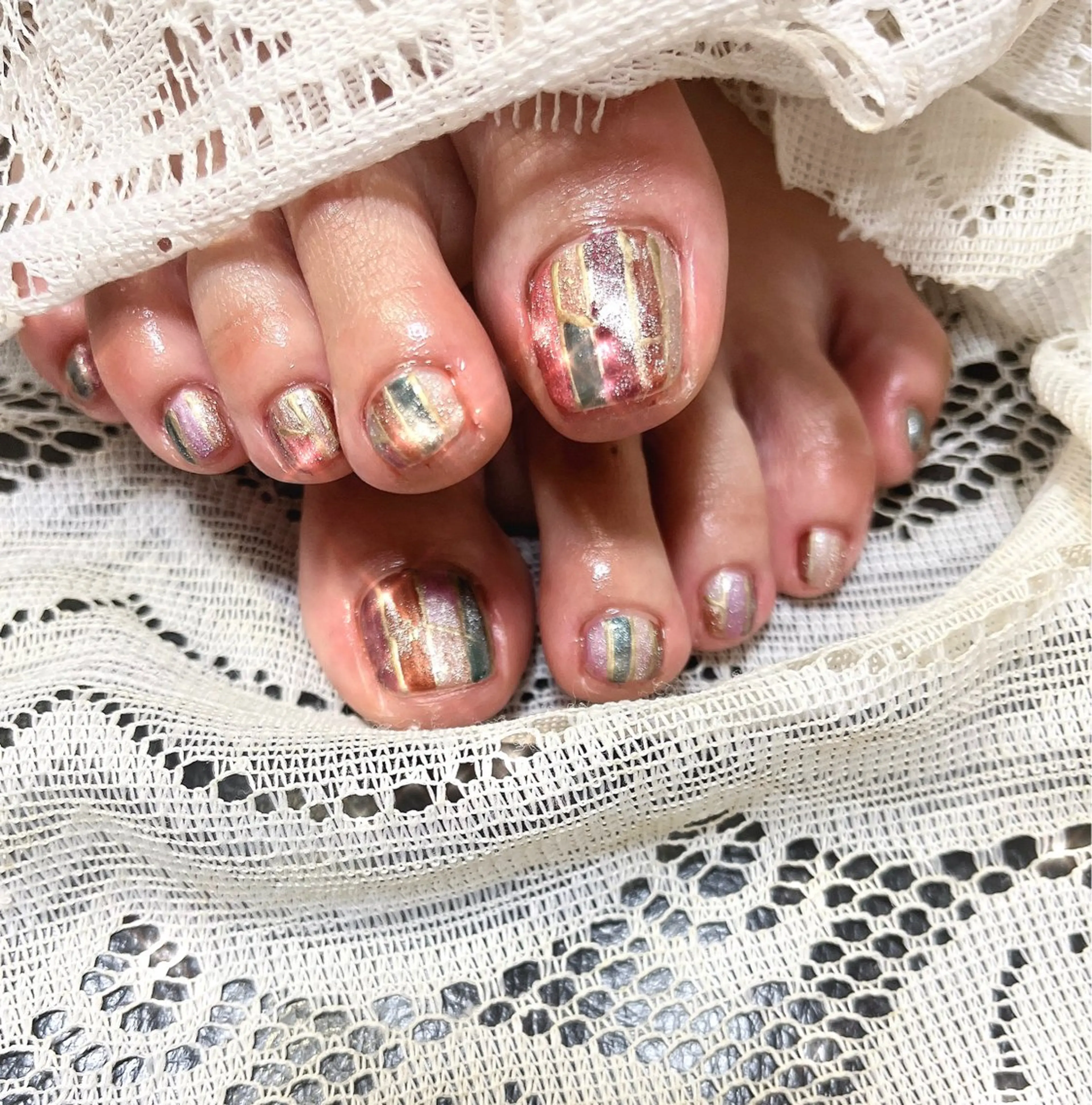 ネイル フットネイル グリーン Felice所属・ベテランネイル cnc  nailのネイルデザイン