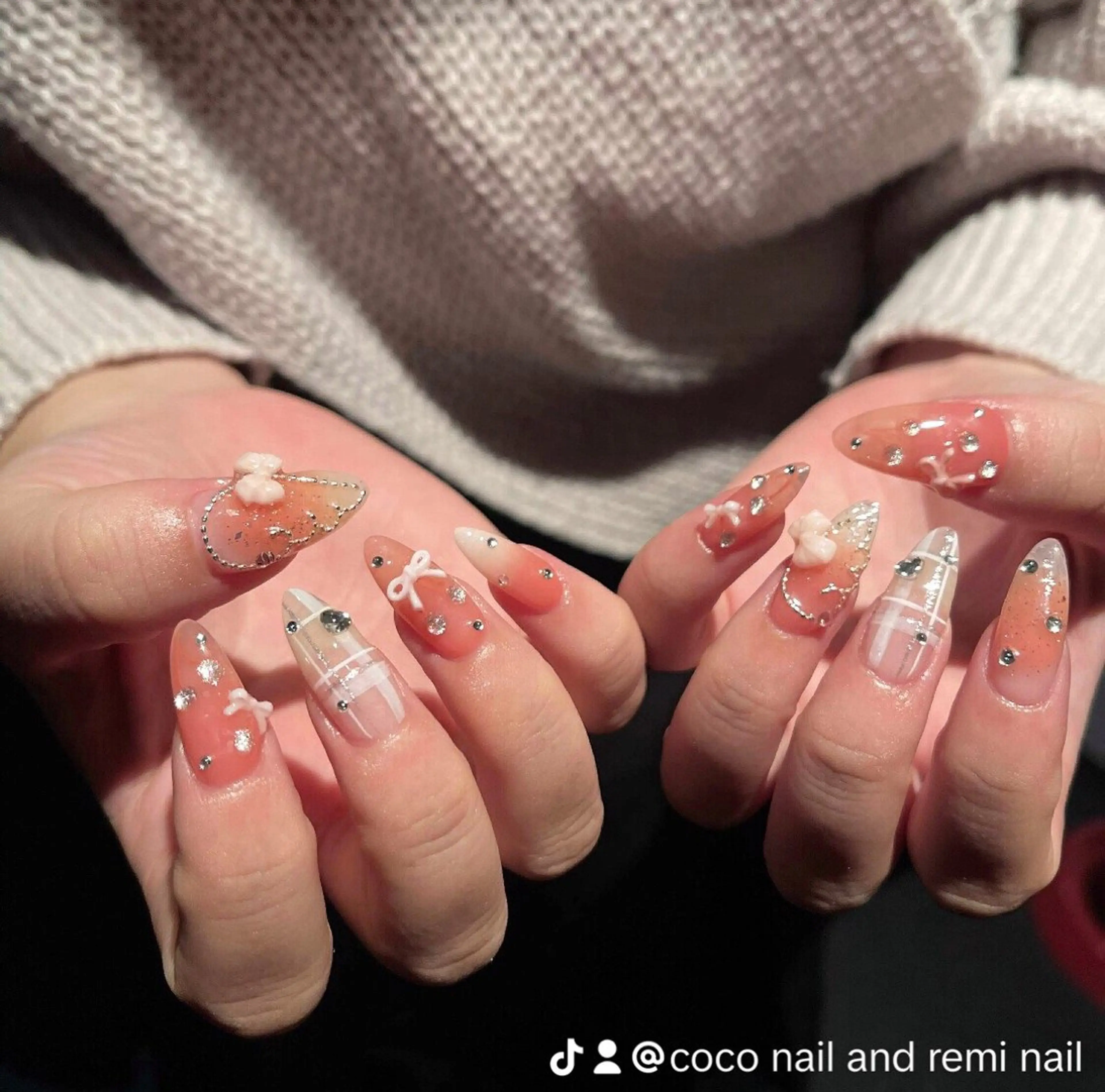 ネイル 長さ出し フレンチネイル 韓国ネイル レース マグネットネイル 高橋 ユキのネイルデザイン