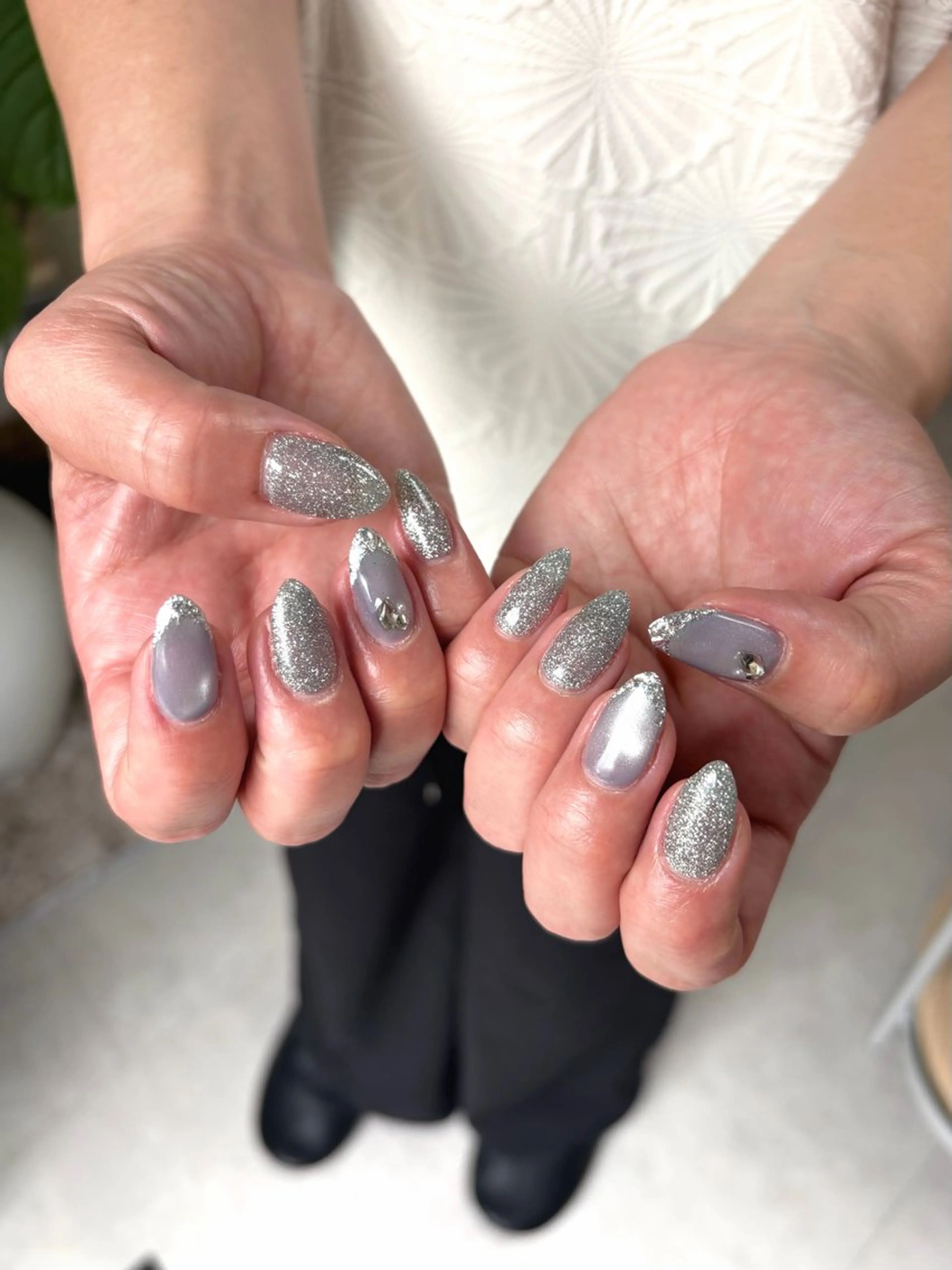 ネイル アートネイル フラッシュネイル フレンチネイル ガラスフレンチ マグネットネイル ハンドネイル RISA joie nailのネイルデザイン