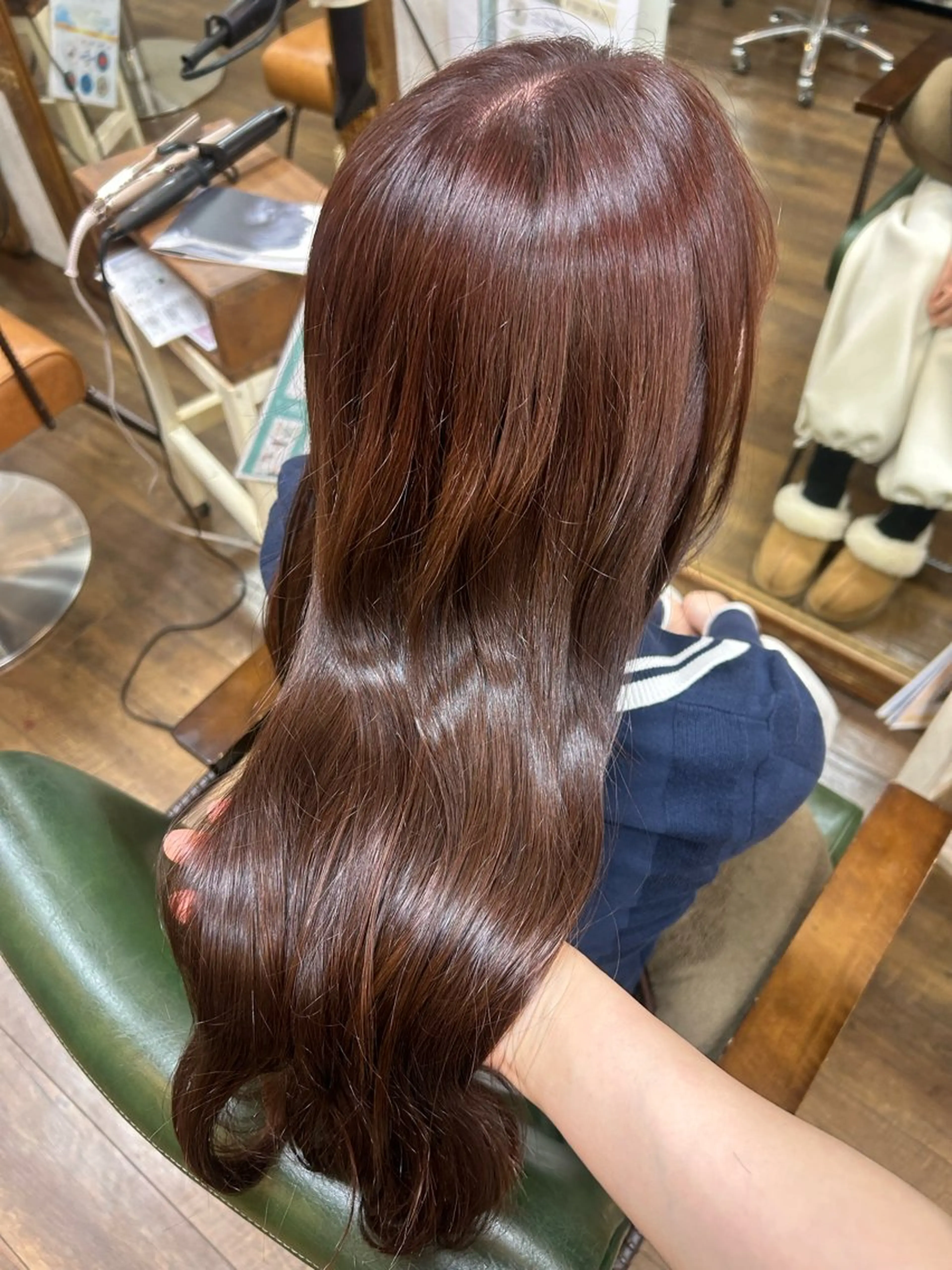 ロング カラー ブラウンカラー ピンクカラー ピンクブラウン ヘアカラー 徳永　髪質改善 縮毛矯正のヘアスタイル