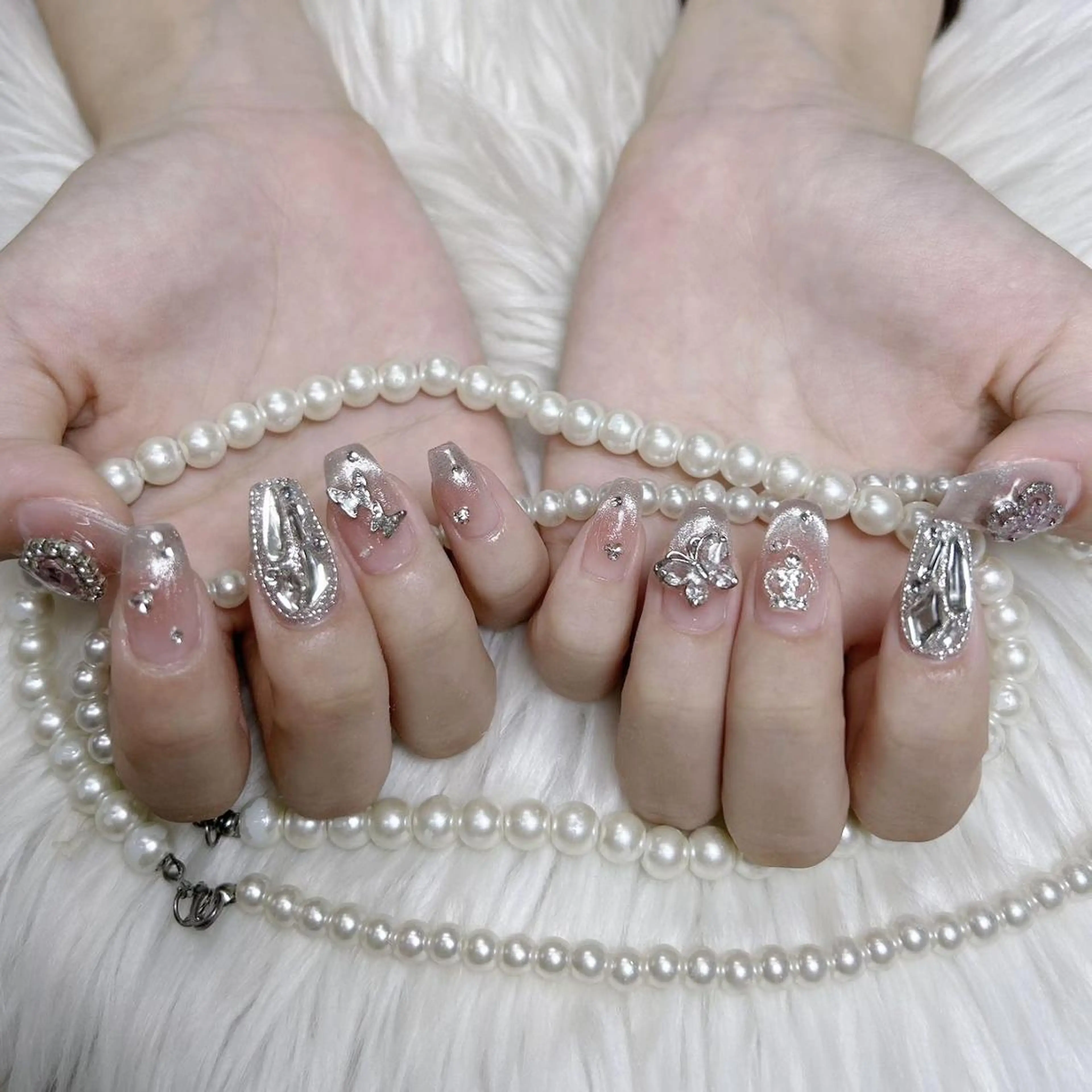 ネイル 長さ出し フレンチネイル ジェルネイル ガラスフレンチ 韓国ネイル ハンドネイル ハンドケア HD Studioのネイルデザイン