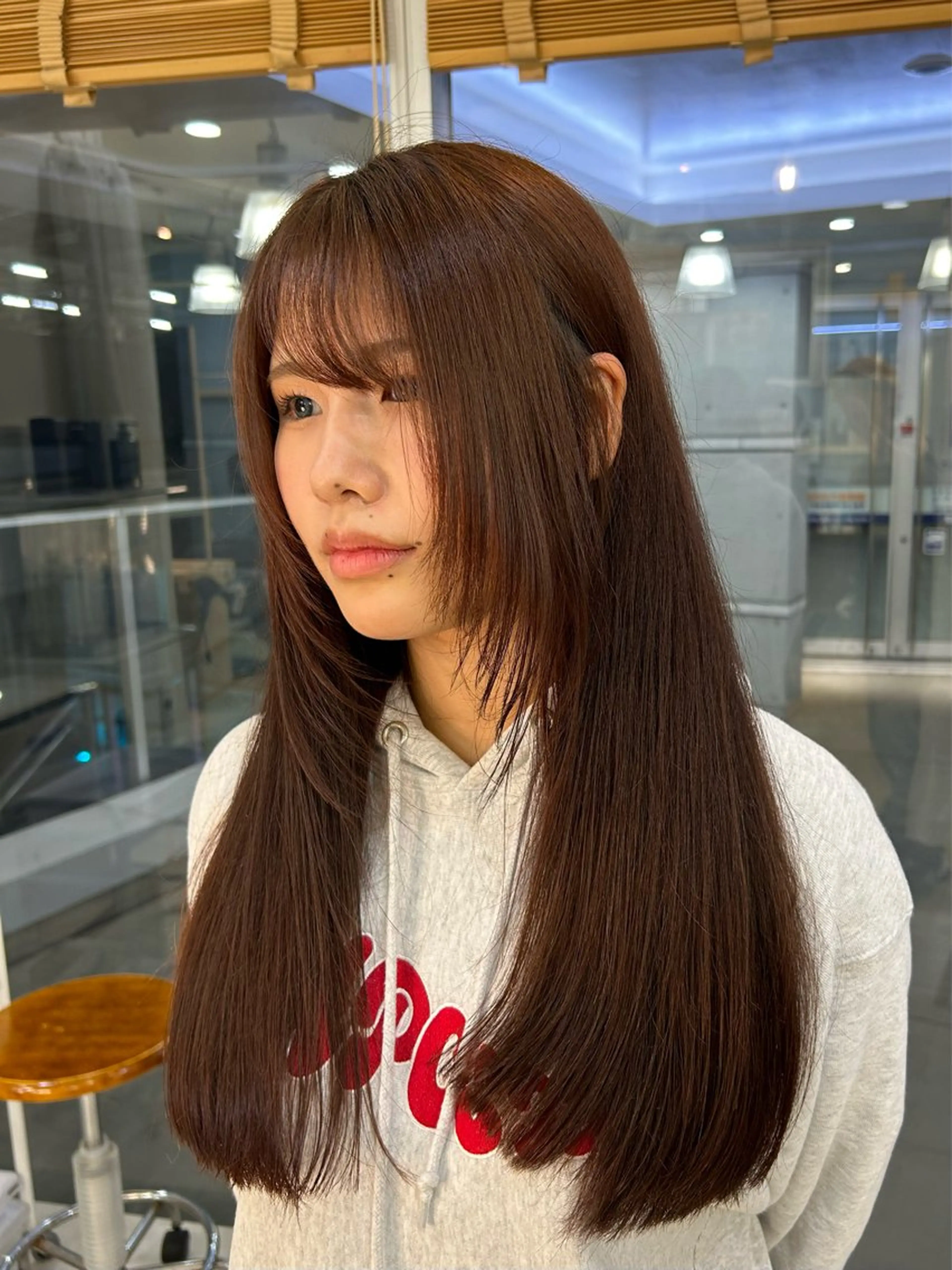 ロング ボブ 顔まわりレイヤー 顔周りカット レイヤーカット 似合わせカット ボブ/パーマ kusa‪🌱‬のヘアスタイル