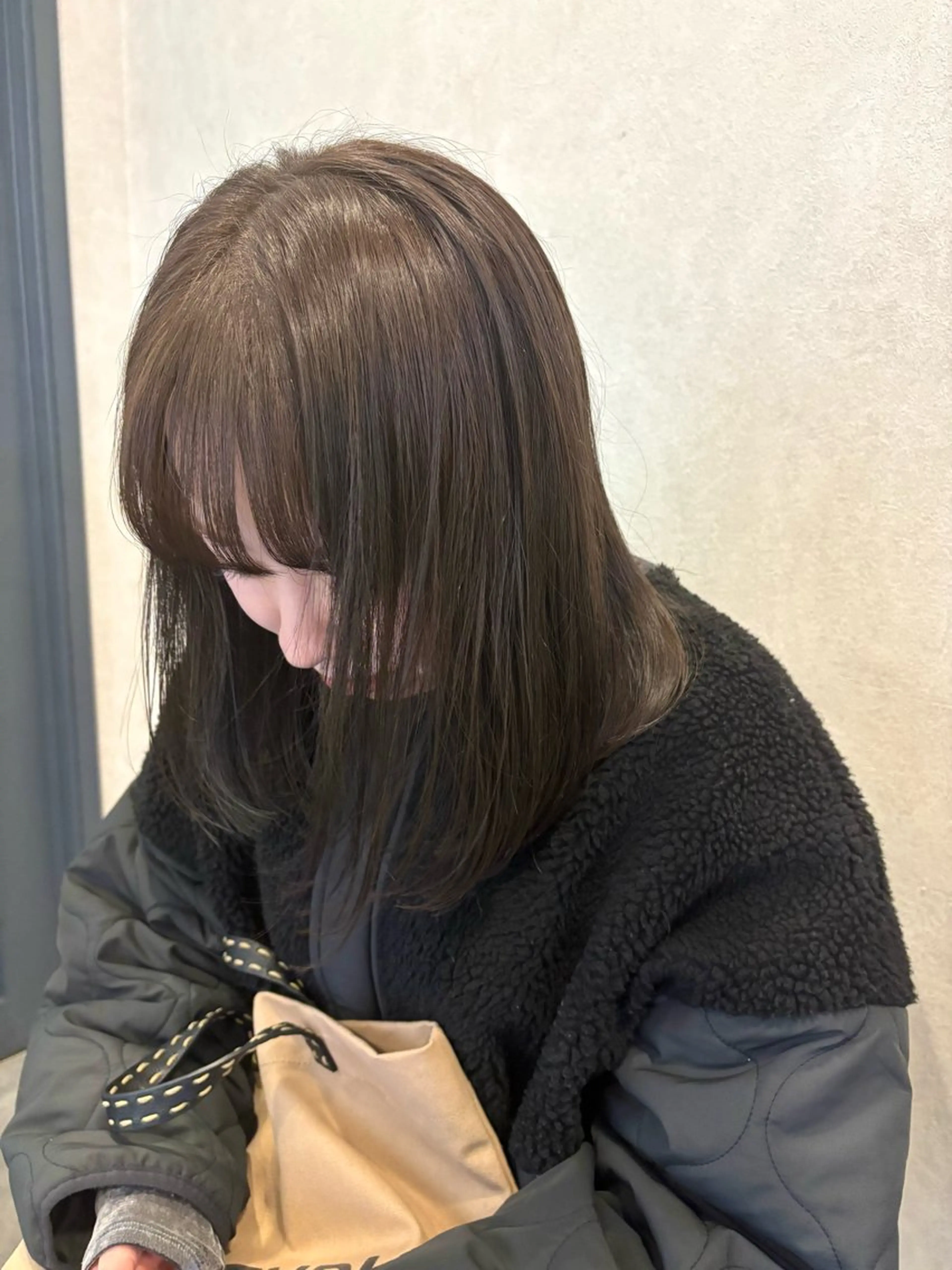 ミディアム カラー ヘアカラー トリートメント en,ボブ/レイヤー パーマ/透明感カラーのヘアスタイル