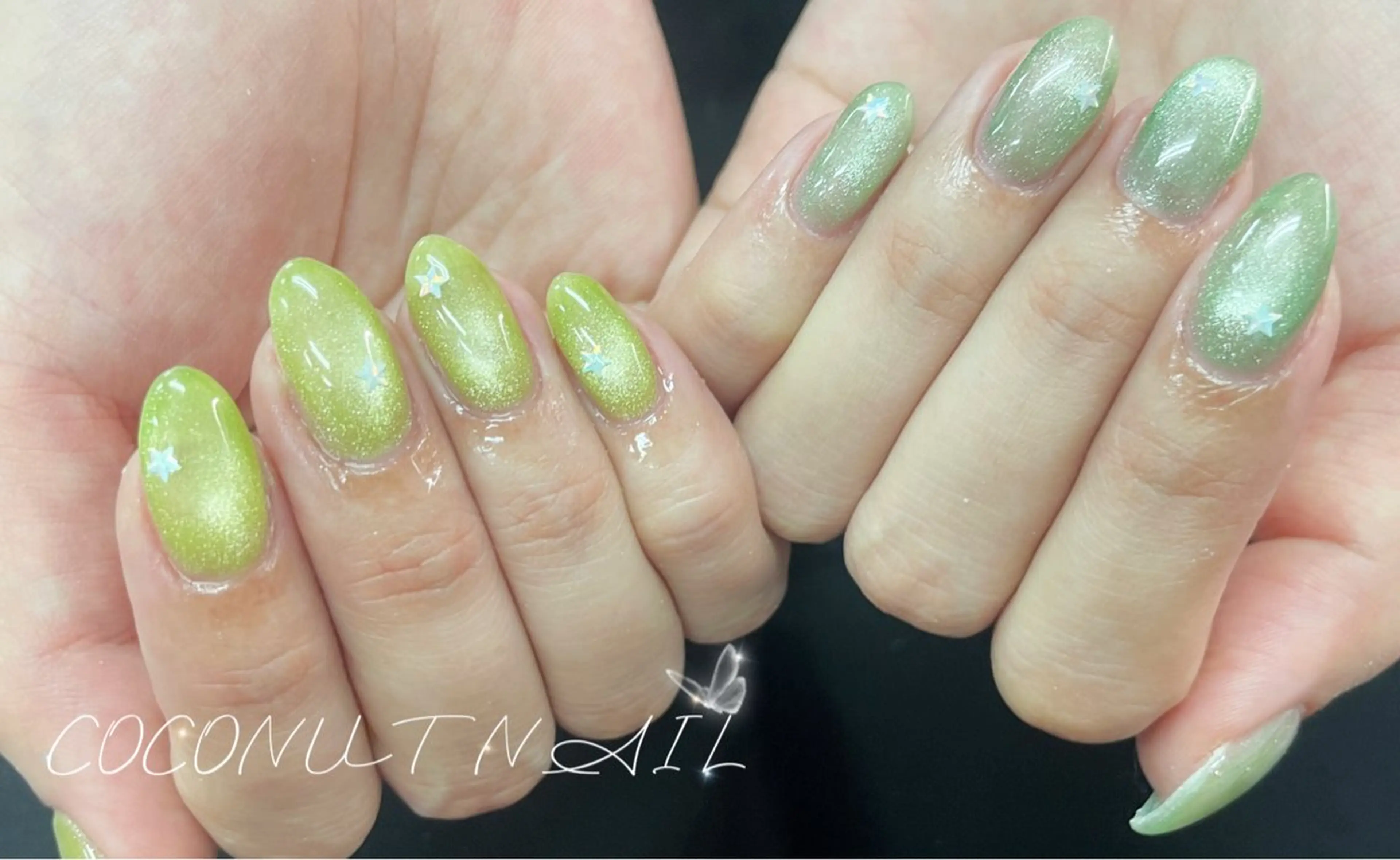 ネイル べっ甲ネイル フレンチネイル キラキラネイル ラメ(グリッター) マグネットネイル ハンドネイル 神田 ココナッツのネイルデザイン