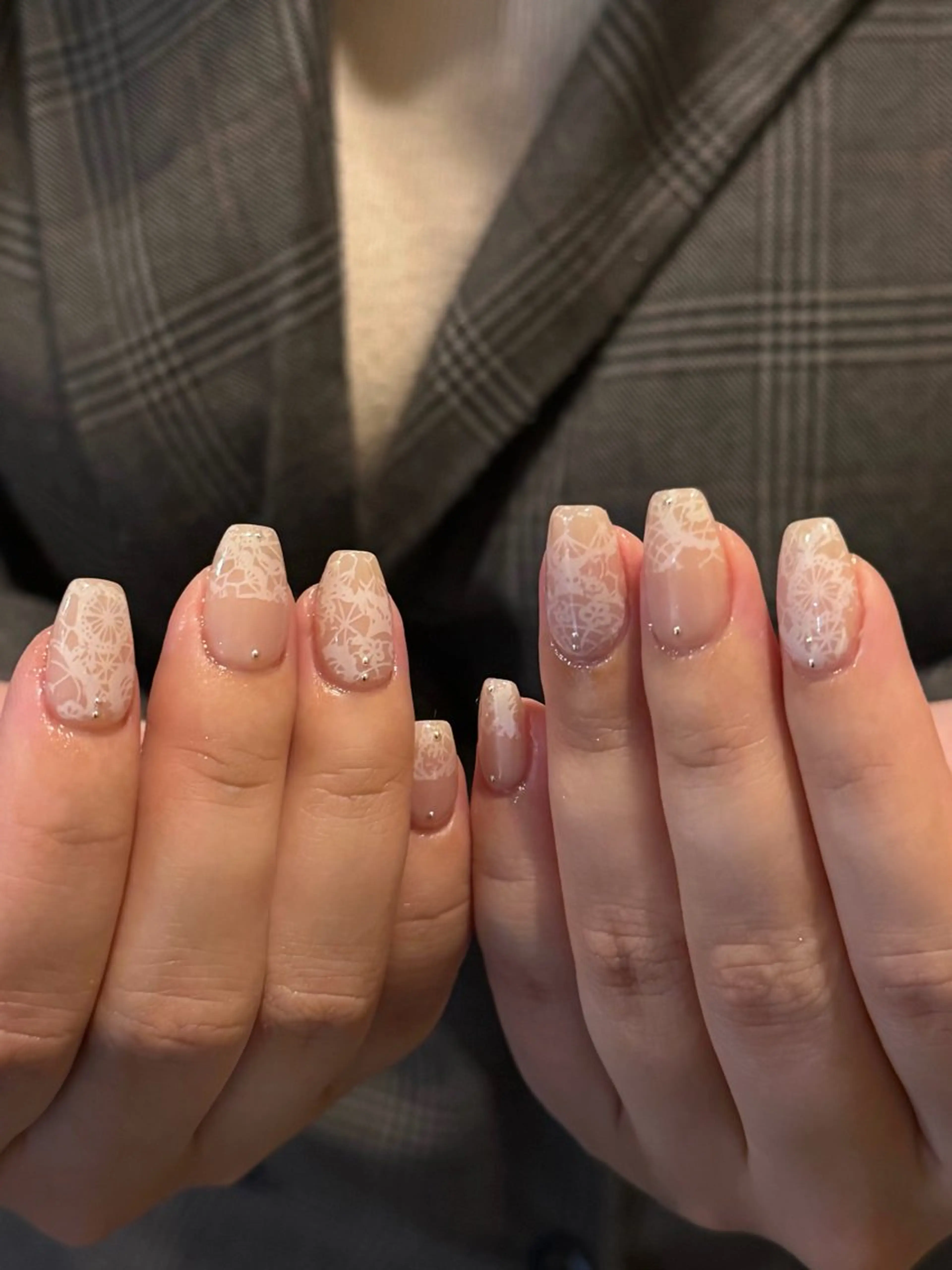 ネイル 長さ出し ジェルネイル レース 春ネイル ハンドネイル NORA南青山/ kanohaのネイルデザイン