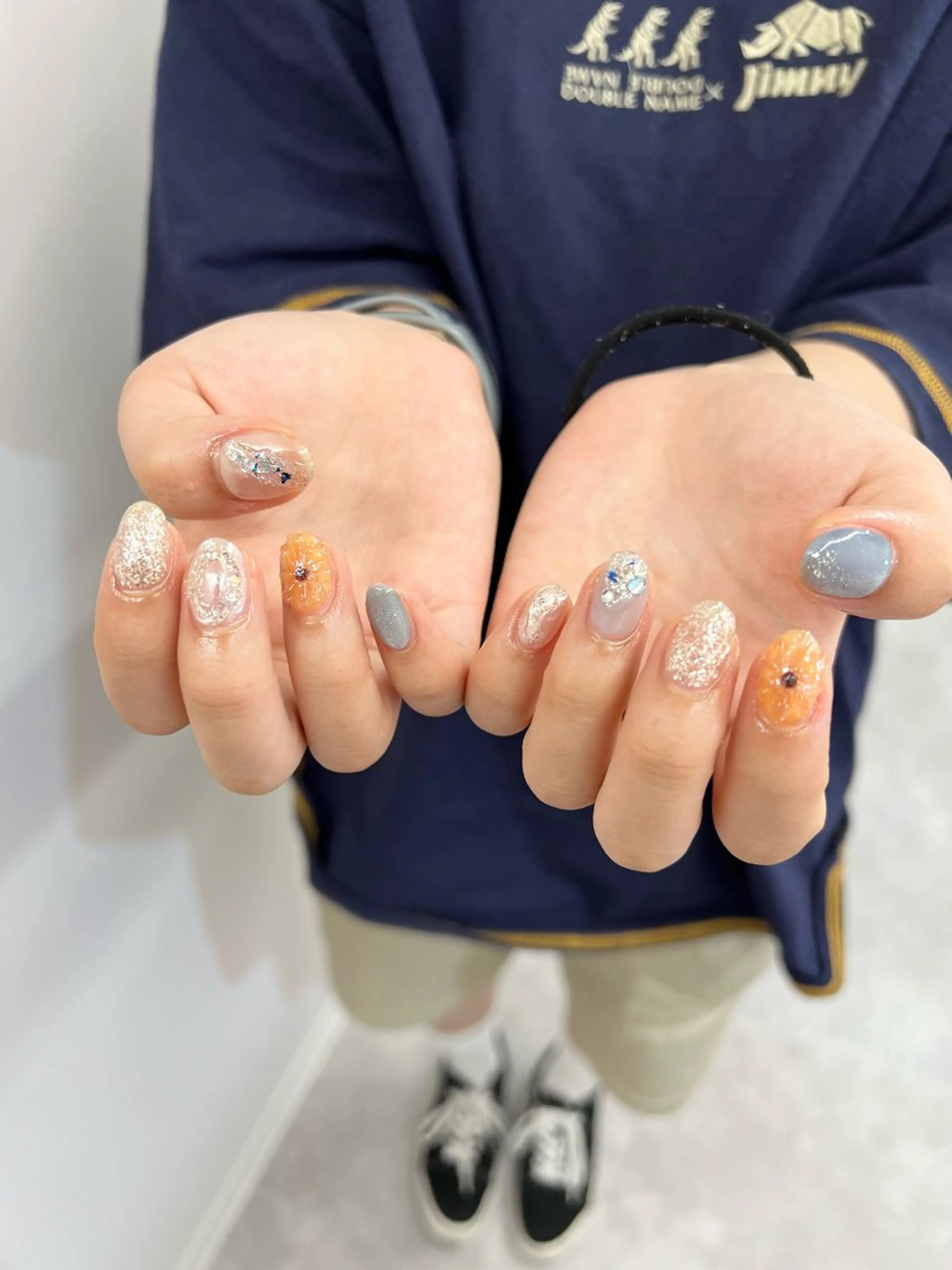 ネイル ブルー ジェルネイル マグネットネイル ニュアンスネイル パラジェル Bana_ Nailのネイルデザイン