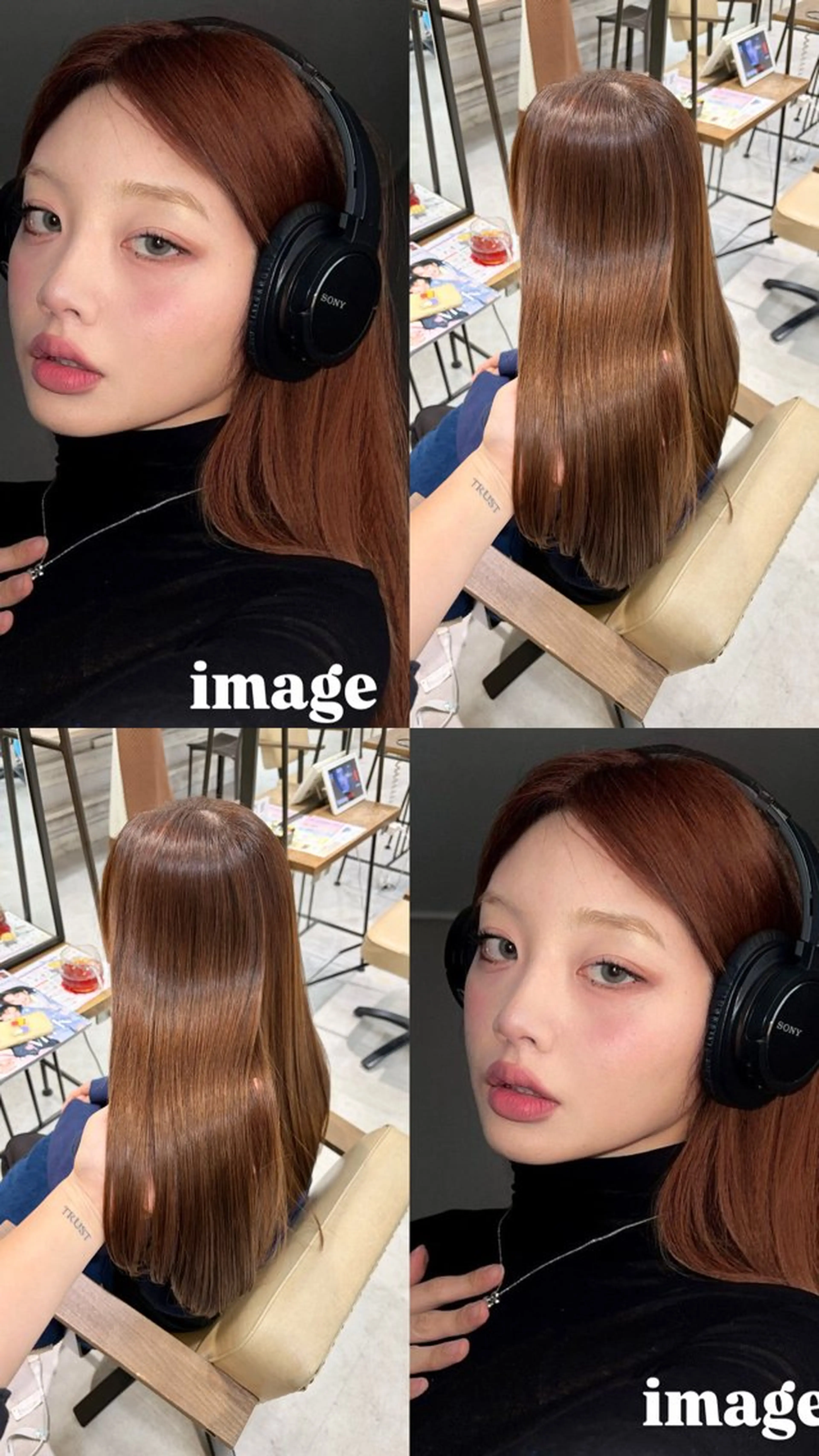 ロング カラー ブラウンカラー オレンジ オレンジブラウン ヘアカラー トリートメント Ouka/Wカラー/ 大人艶カラーのヘアスタイル