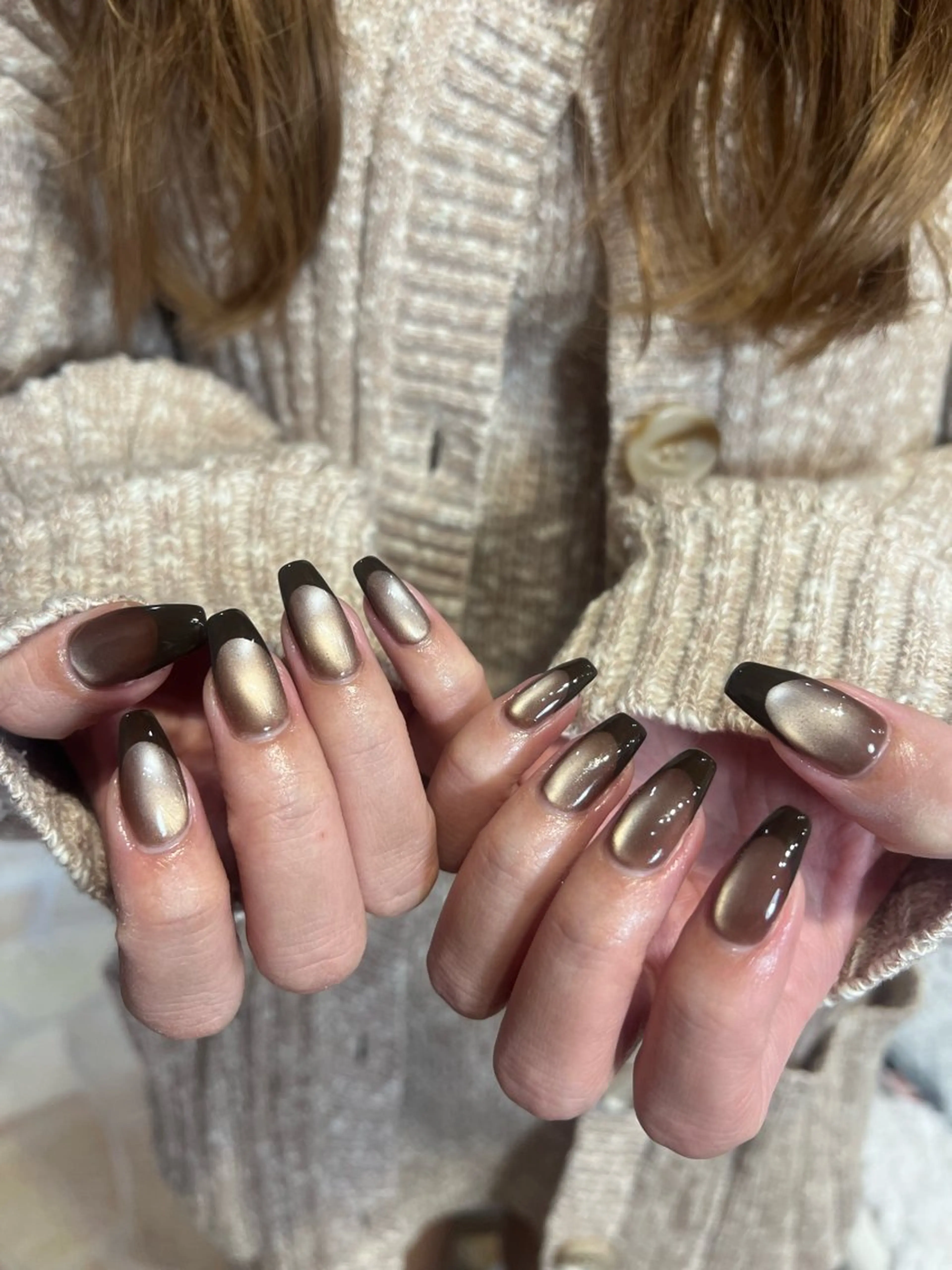 ネイル フレンチネイル マグネットネイル ハンドネイル Luann nail Sakiのネイルデザイン