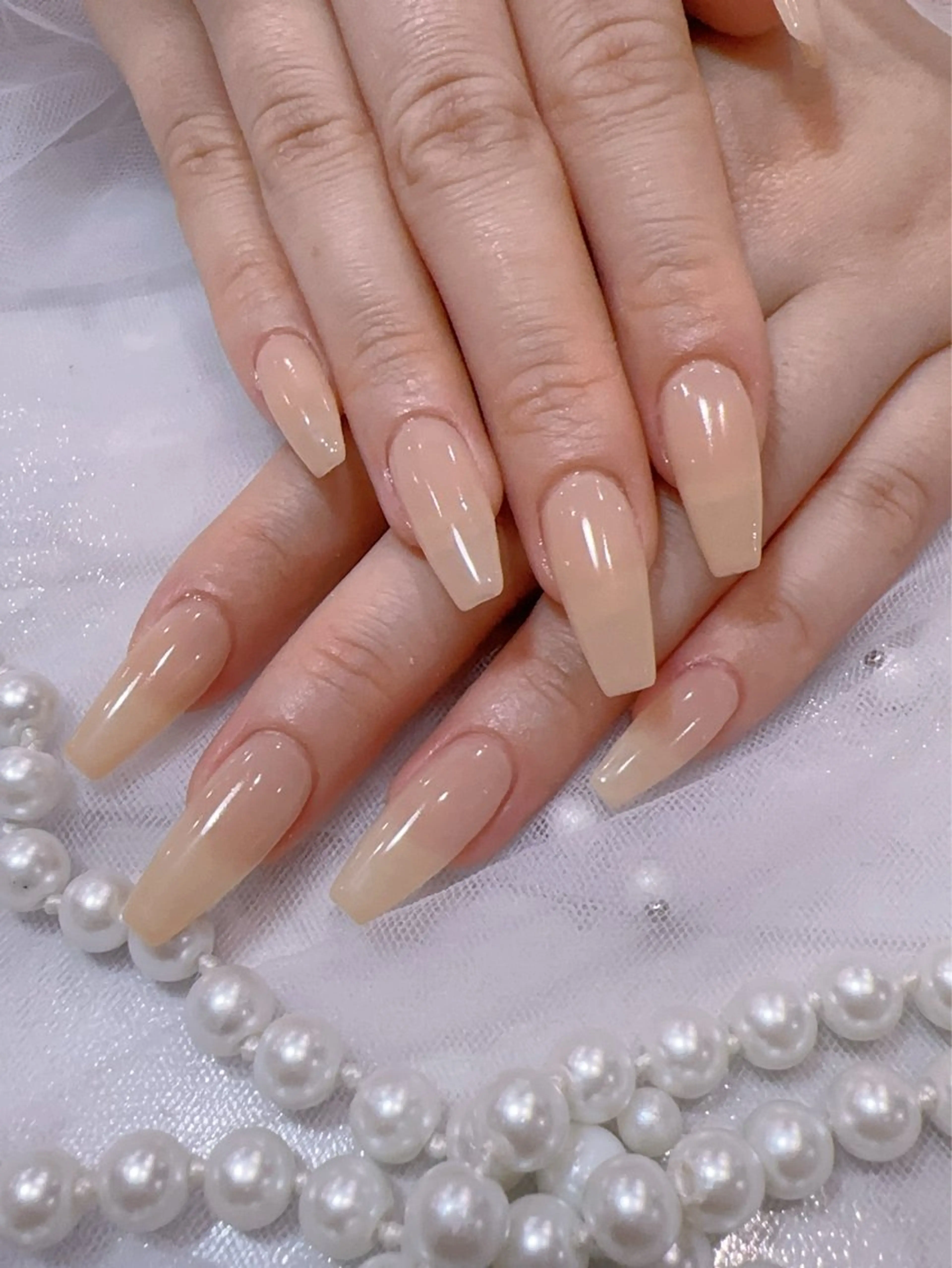 ネイル アートネイル フラッシュネイル フレンチネイル ジェルネイル ガラスフレンチ ハンドネイル You&Me Miyuのネイルデザイン