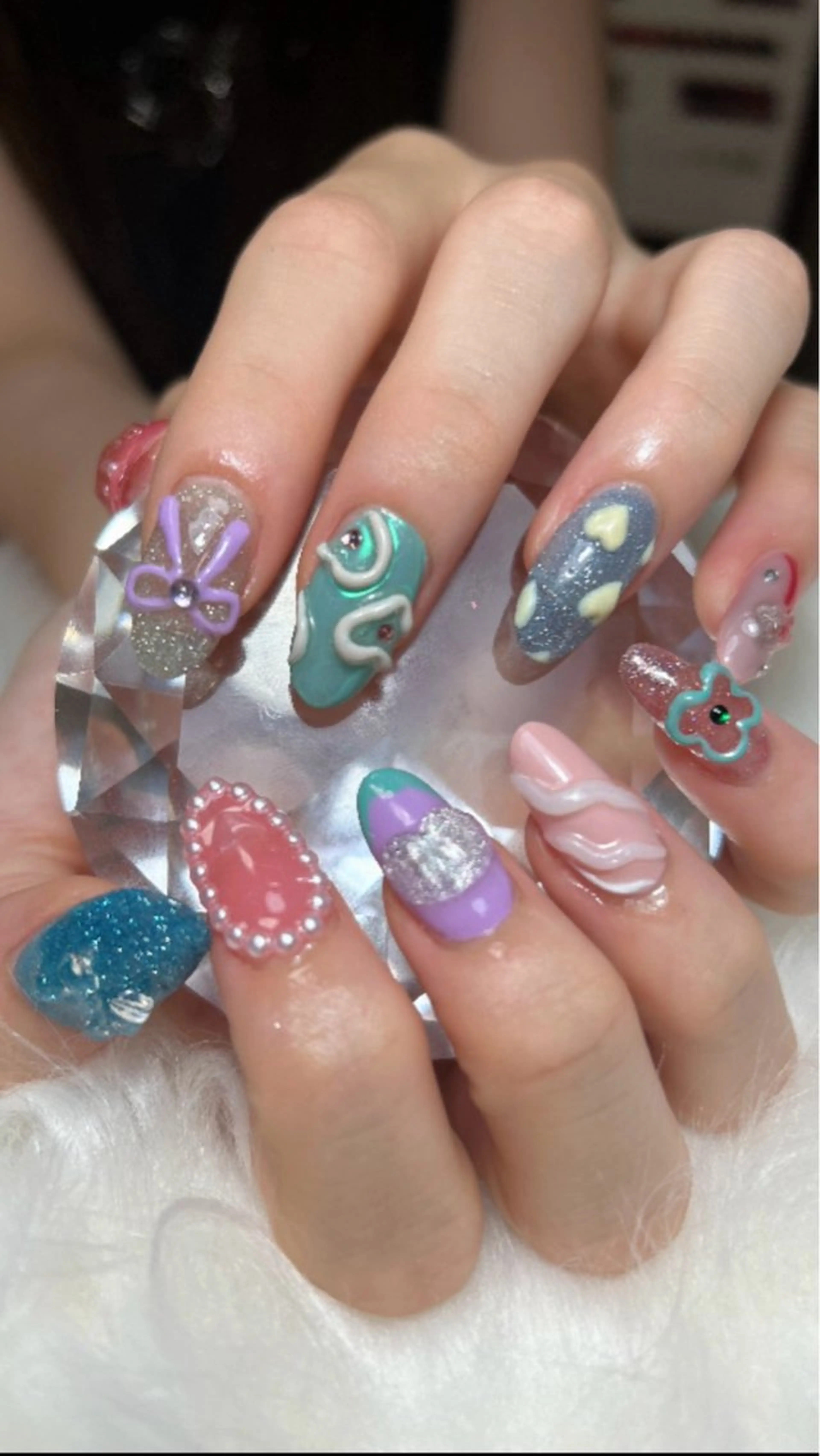 ネイル アートネイル オーロラネイル チークネイル 長さ出し フットネイル Chan nailsのネイルデザイン