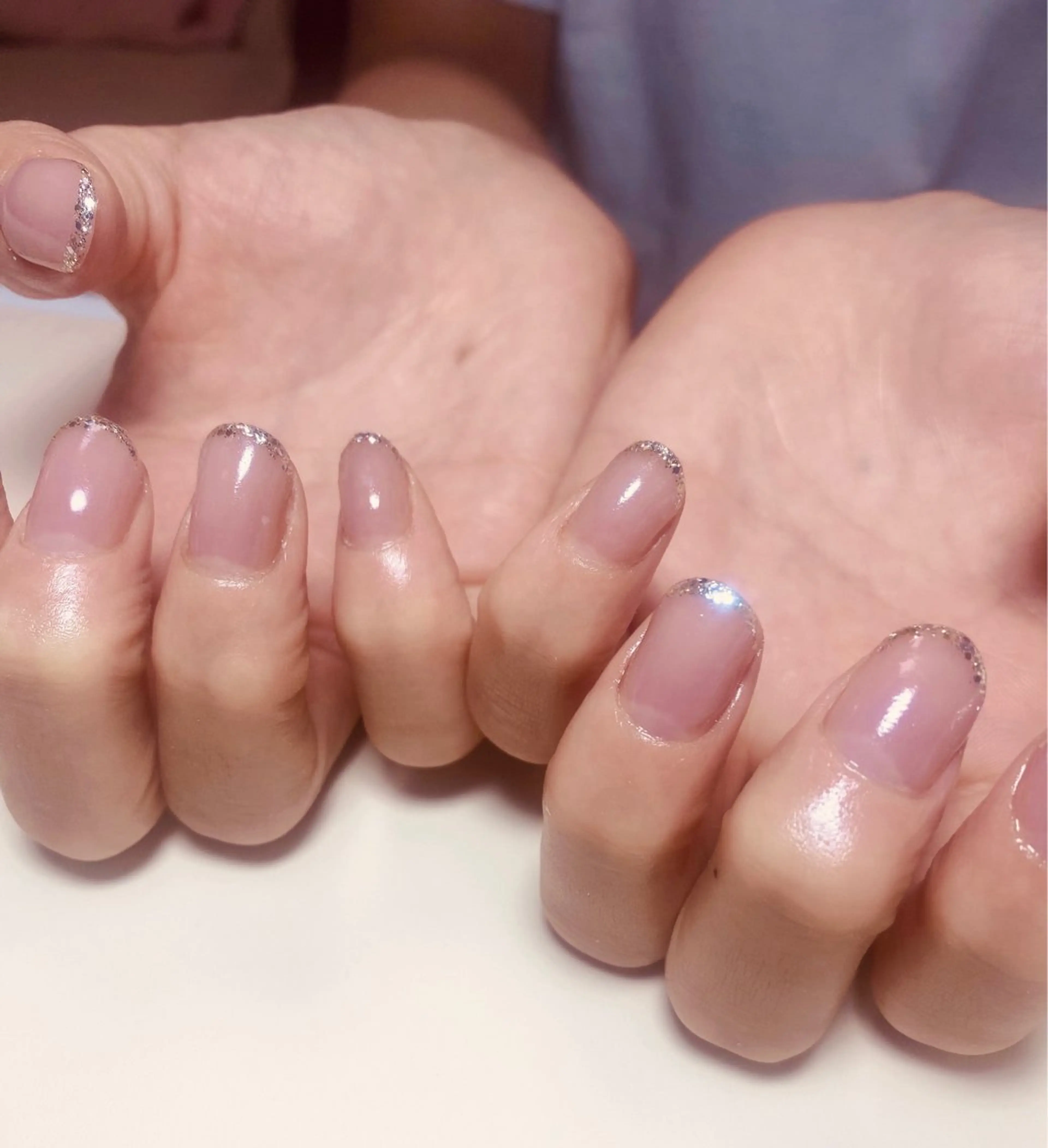 ネイル フレンチネイル ラメ(グリッター) オフィスネイル ハンドネイル Nail Salon K 🧸美爪育成のネイルデザイン