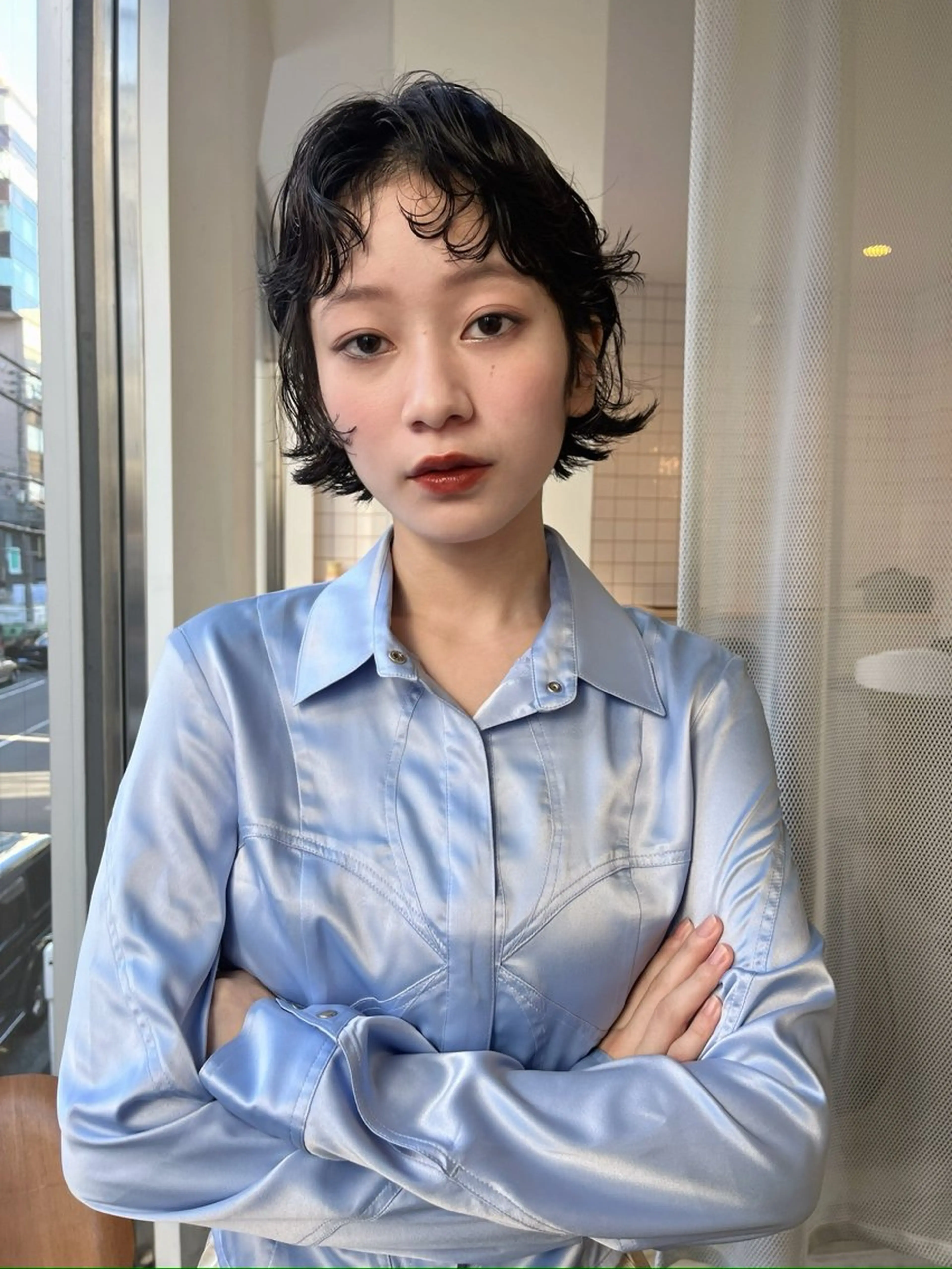 ショート レイヤー/ケアパーマ /ニュアンス/モードのヘアスタイル