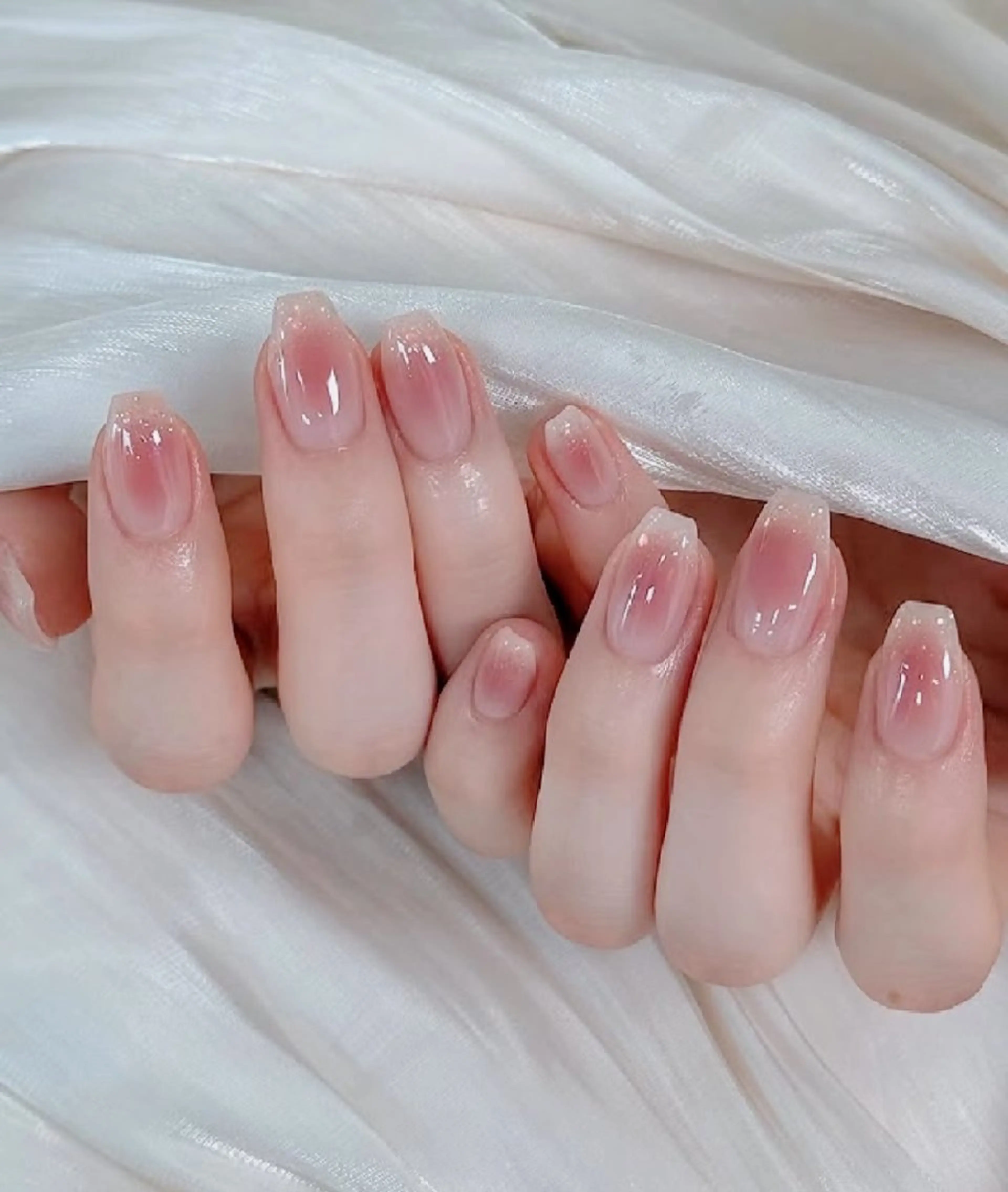 自爪韓国ネイル💜チークネイルの写真