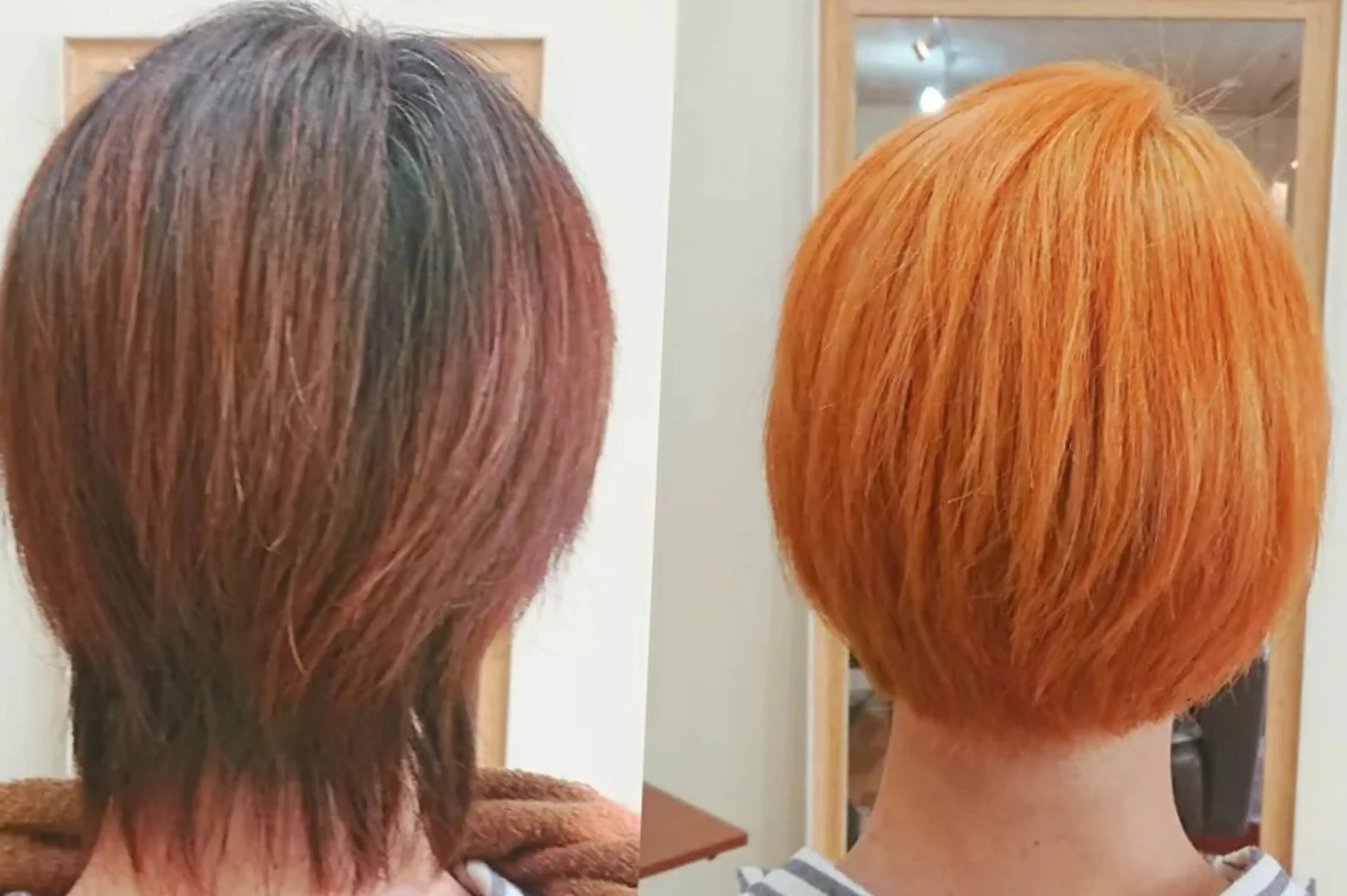 ショート カラー ブリーチ オレンジ ヘアカラー トリートメント MASA Raffinrのヘアスタイル