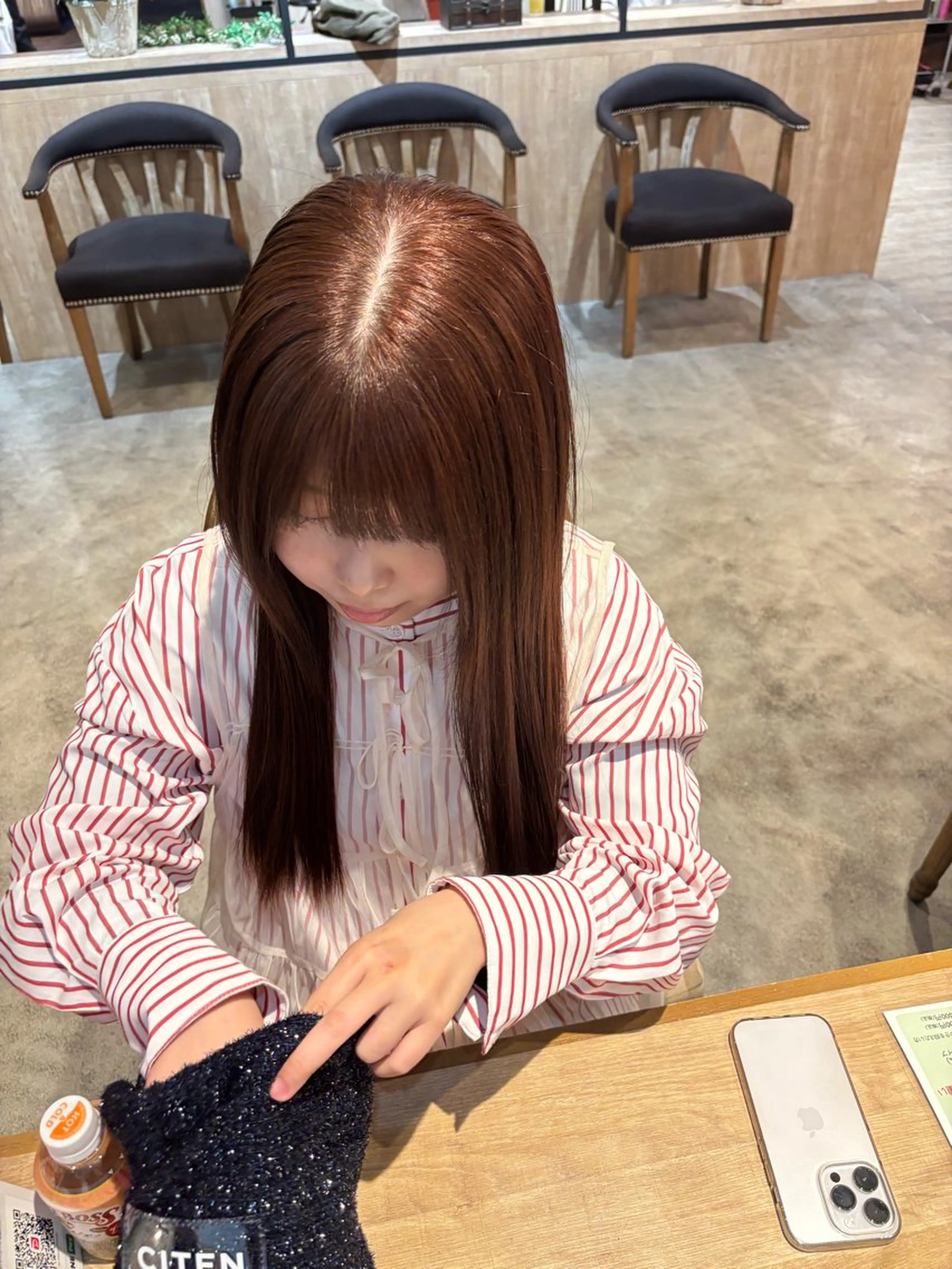 ロング カラー ブラウンカラー オレンジ オレンジブラウン 河田 綺香のヘアスタイル