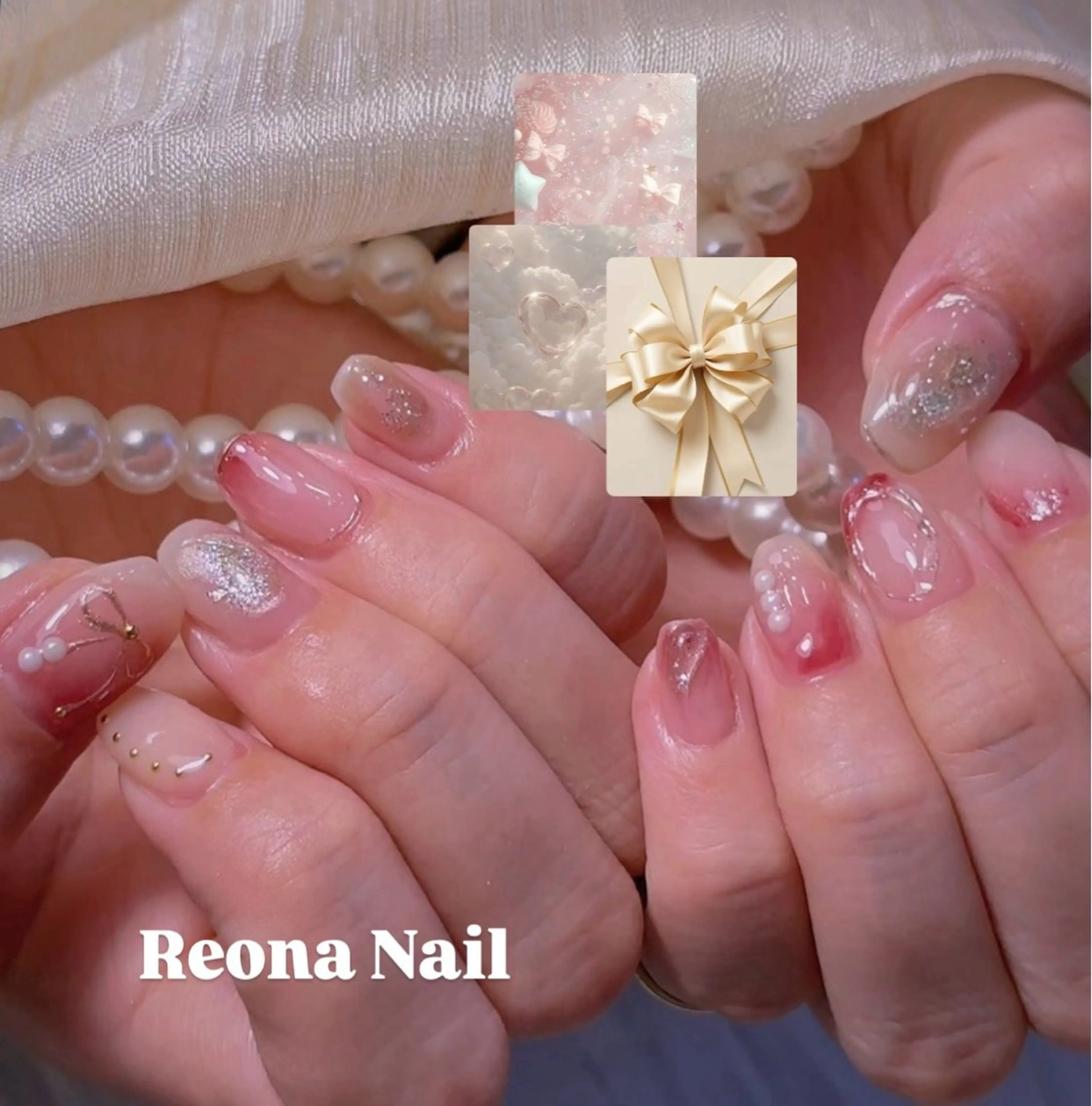 ネイル ジェルネイル ハート マグネットネイル ミラーネイル パラジェル ハンドネイル Reona Nailのネイルデザイン