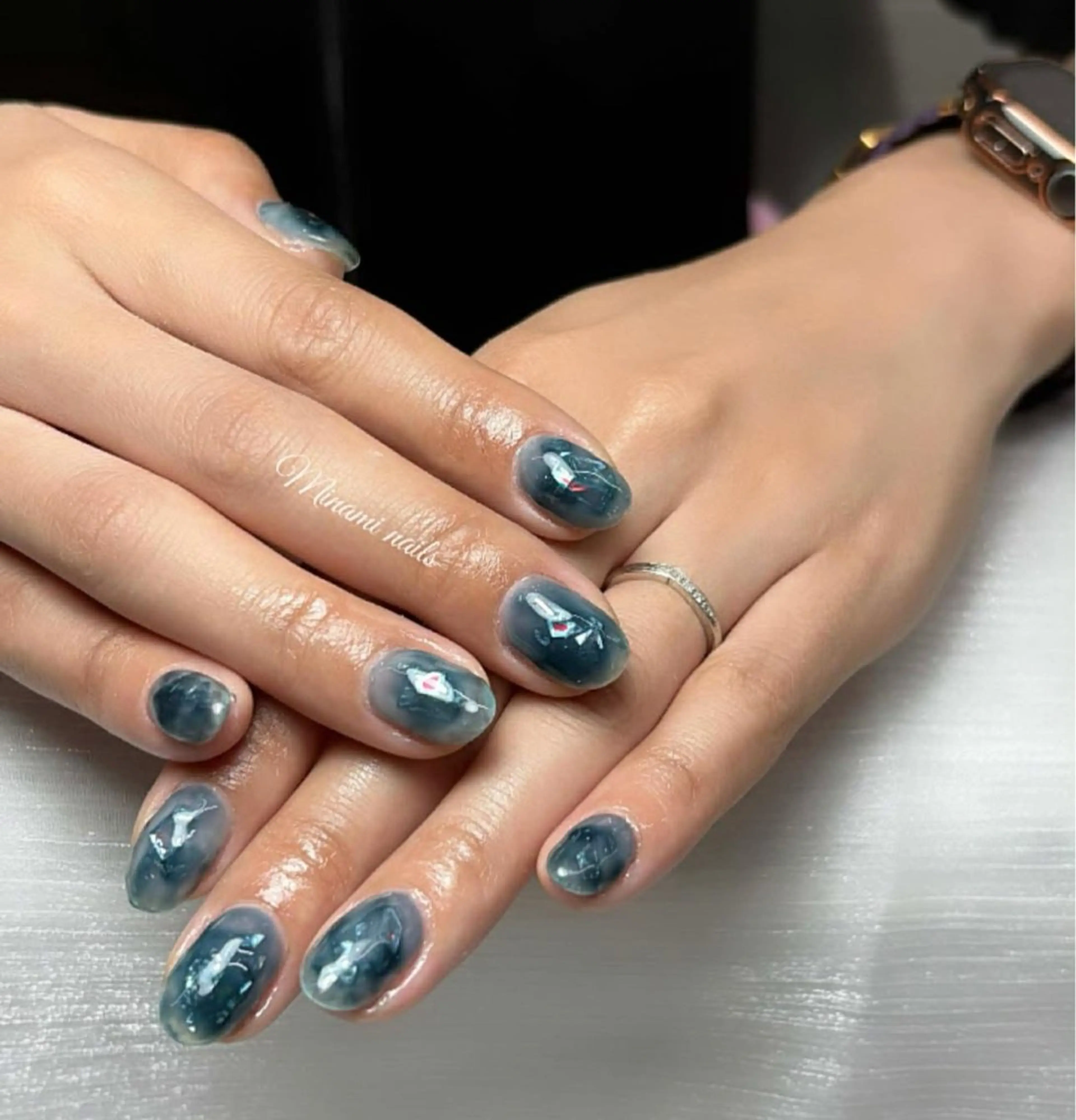 ネイル アートネイル オーロラネイル ガーリー キラキラネイル 韓国ネイル Minami Nailsのネイルデザイン