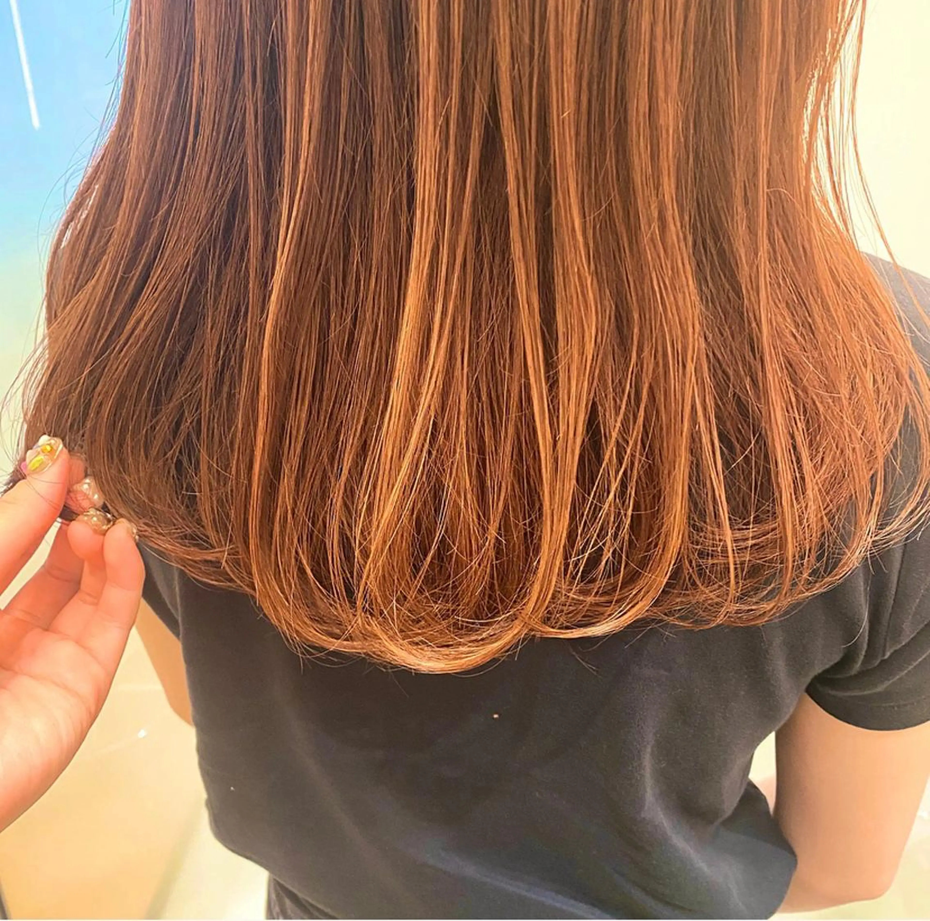 セミロング カラー ブラウンカラー オレンジ オレンジブラウン 🌈🌸あおき みちる🌟💗のヘアスタイル