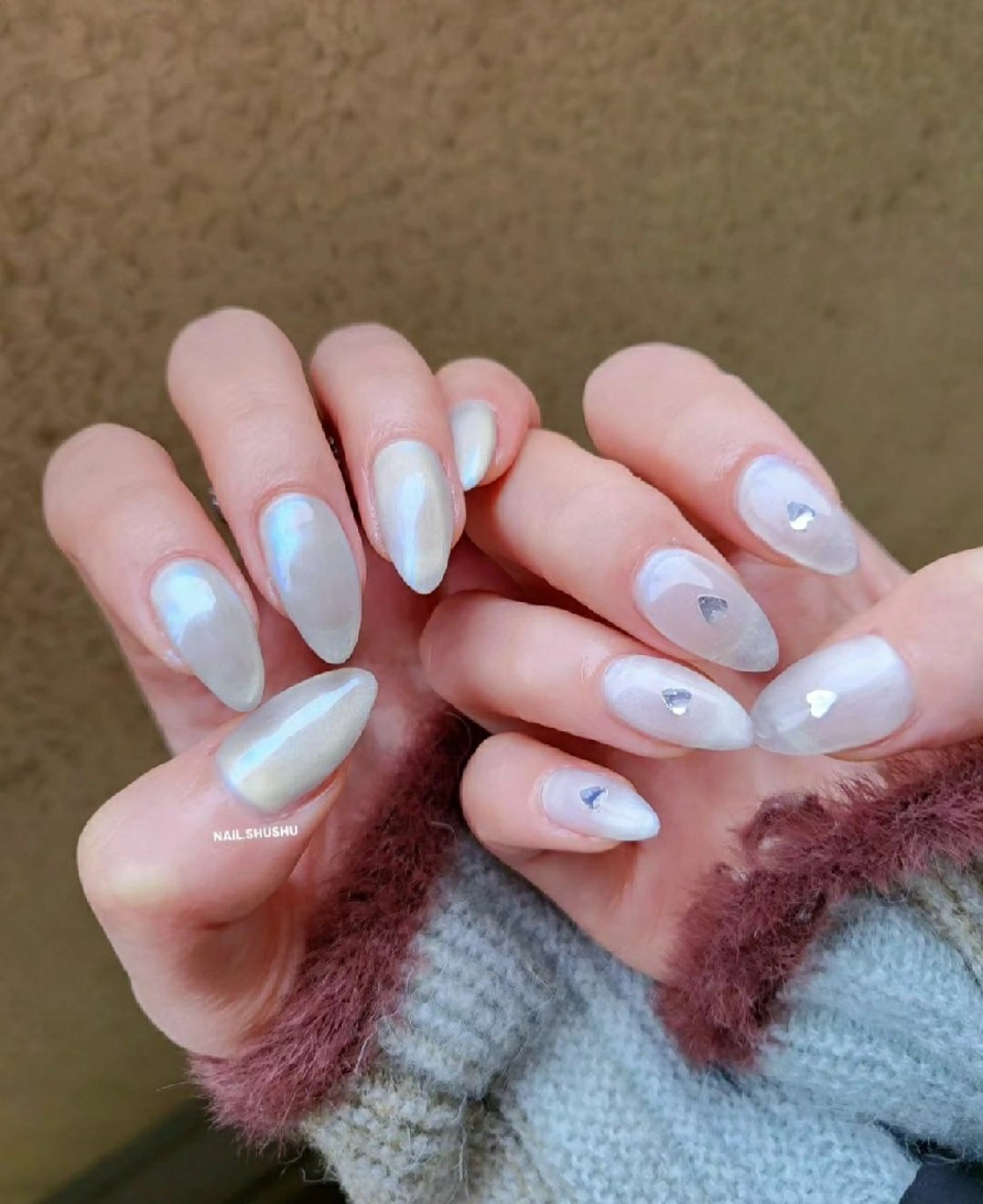 ネイル 持ち込み ニュアンスネイル ワンカラーネイル シンプルネイル 冬ネイル ハンドネイル 3dパーツ/流行り 👧shushu❤️のネイルデザイン