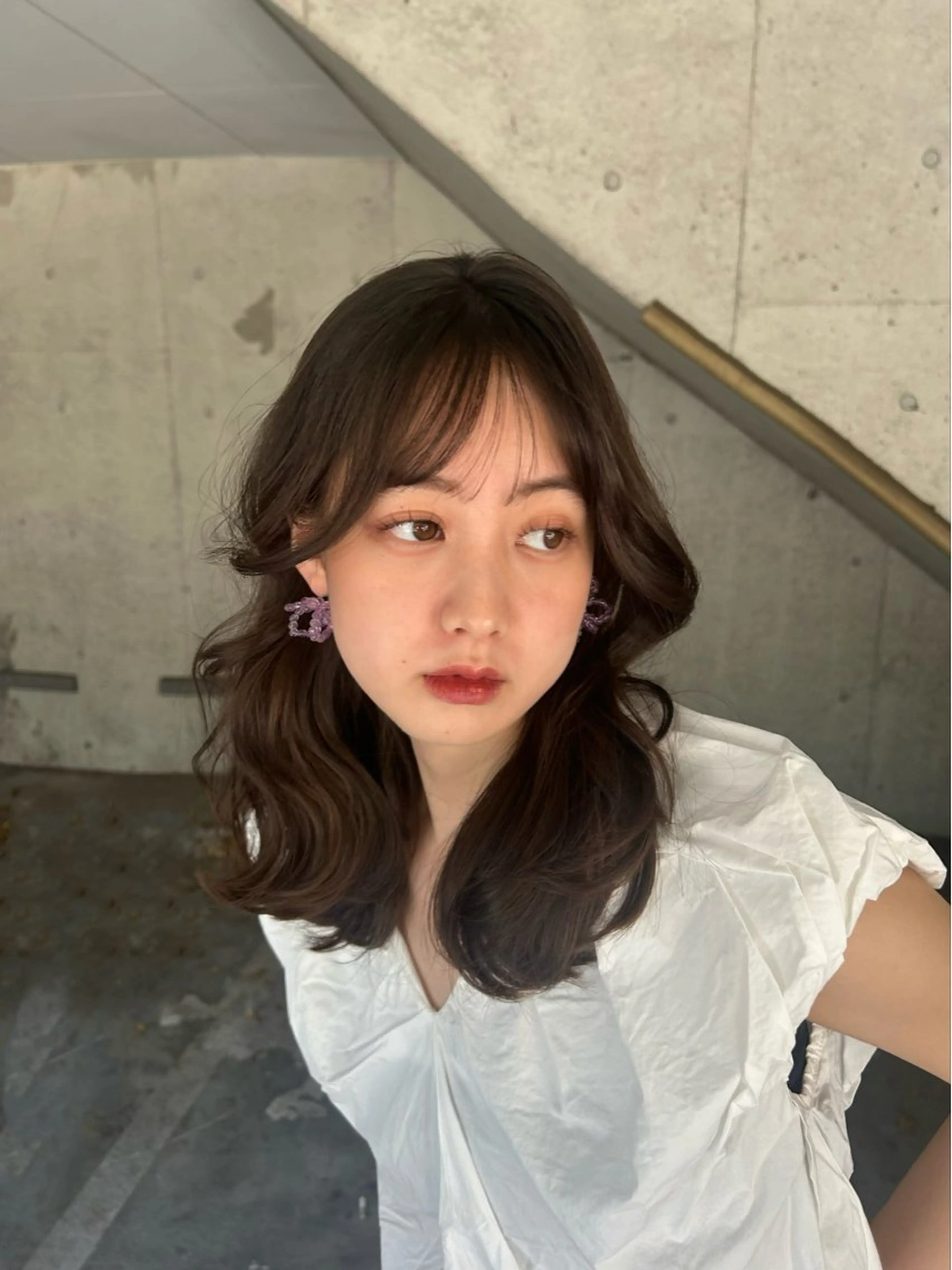 ミディアム レイヤーカット カット ヘアカラー トリートメント ベージュ/透明感/ レイヤー/あやか💕のヘアスタイル