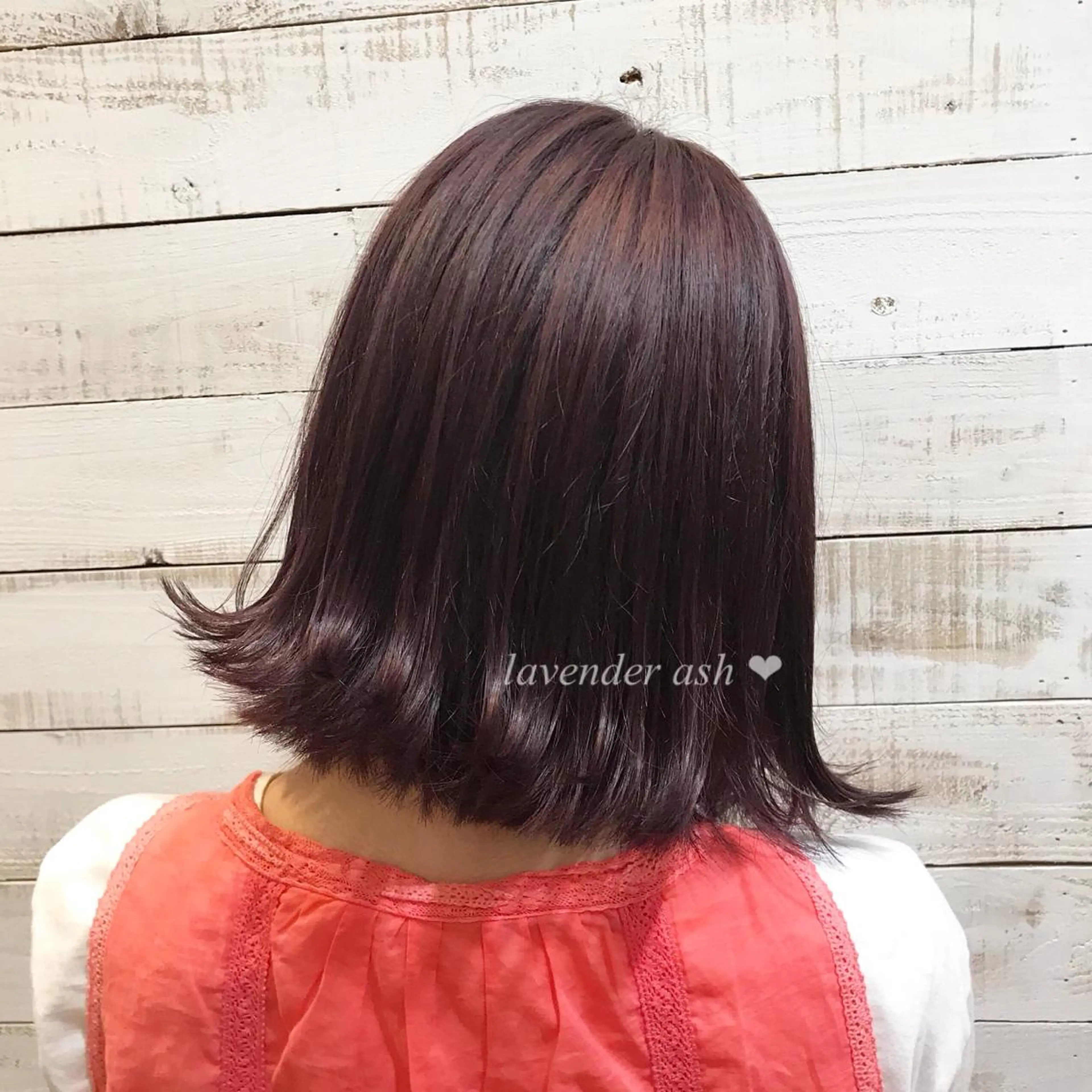 セミロング カラー ラベンダーカラー ブリーチなしカラー ダブルカラーエクステのヘアスタイル