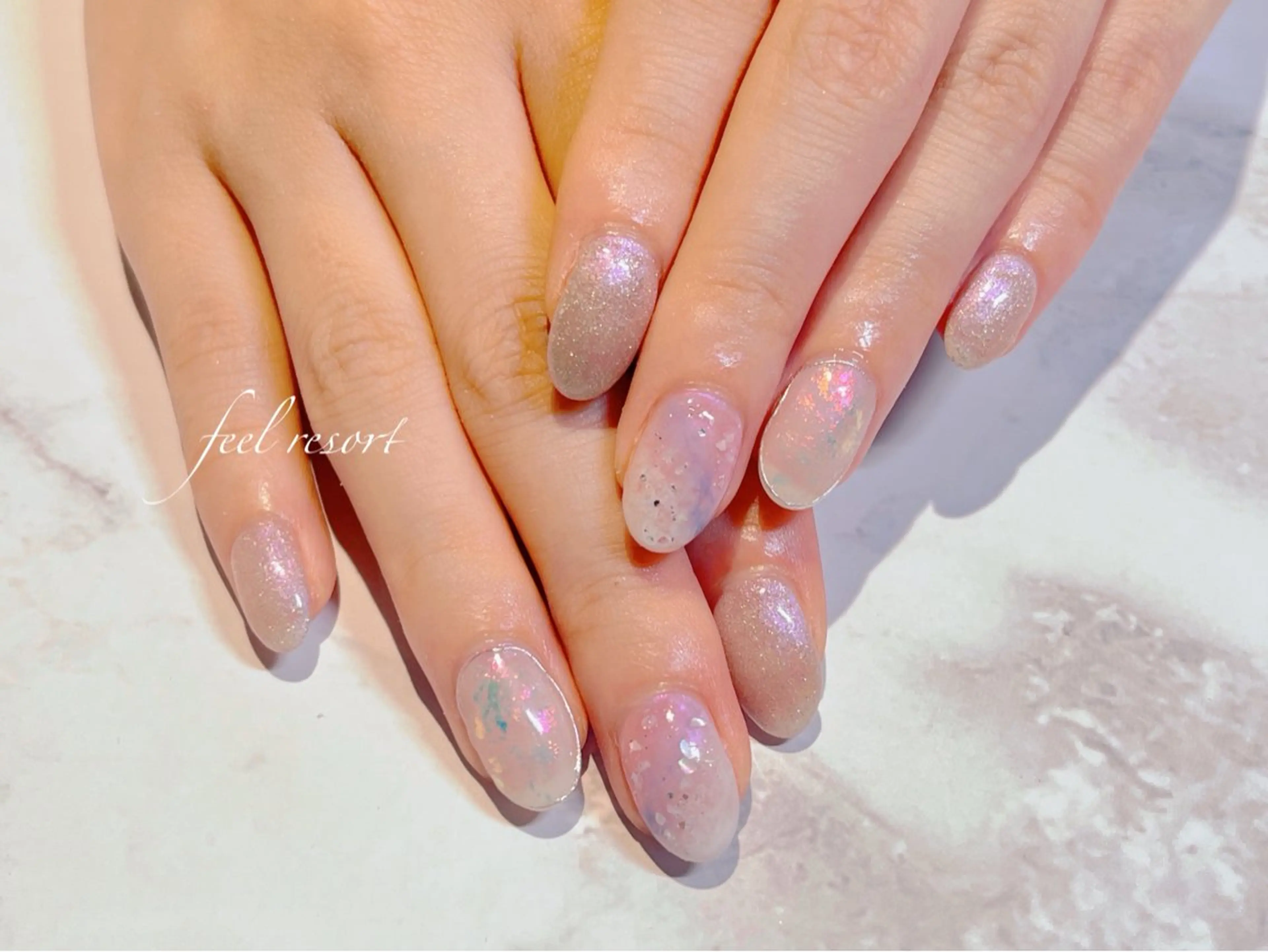 ネイル 長さ出し フットネイル フレンチネイル ジェルネイル ガラスフレンチ ハンドネイル Lien（リアン） 銀座駅6分のネイルデザイン