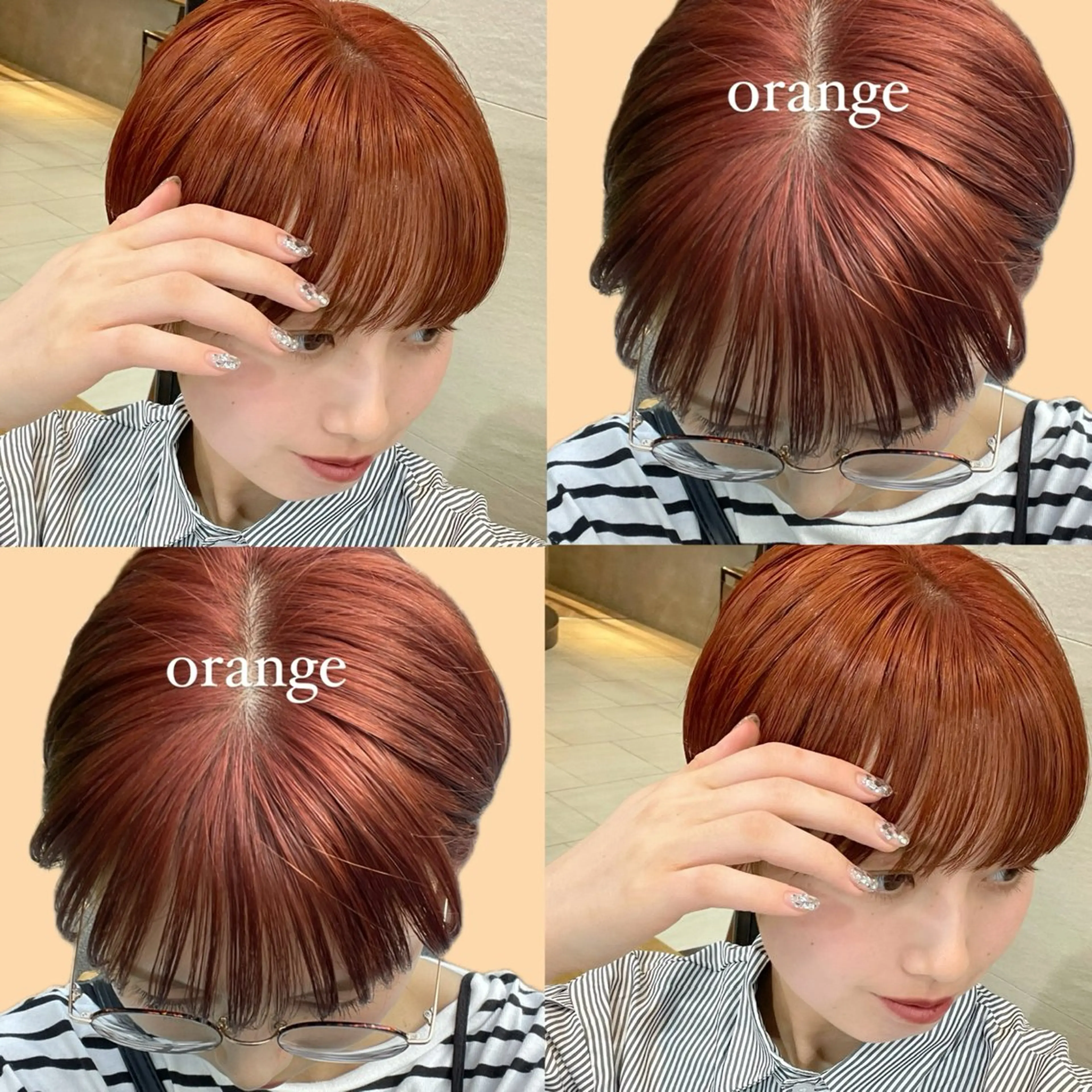 ショート カラー ベージュカラー ブリーチ ダブルカラー オレンジ オレンジベージュ カット ヘアカラー トリートメント 顔まわり🥨レイヤー /透明感/まいなのヘアスタイル
