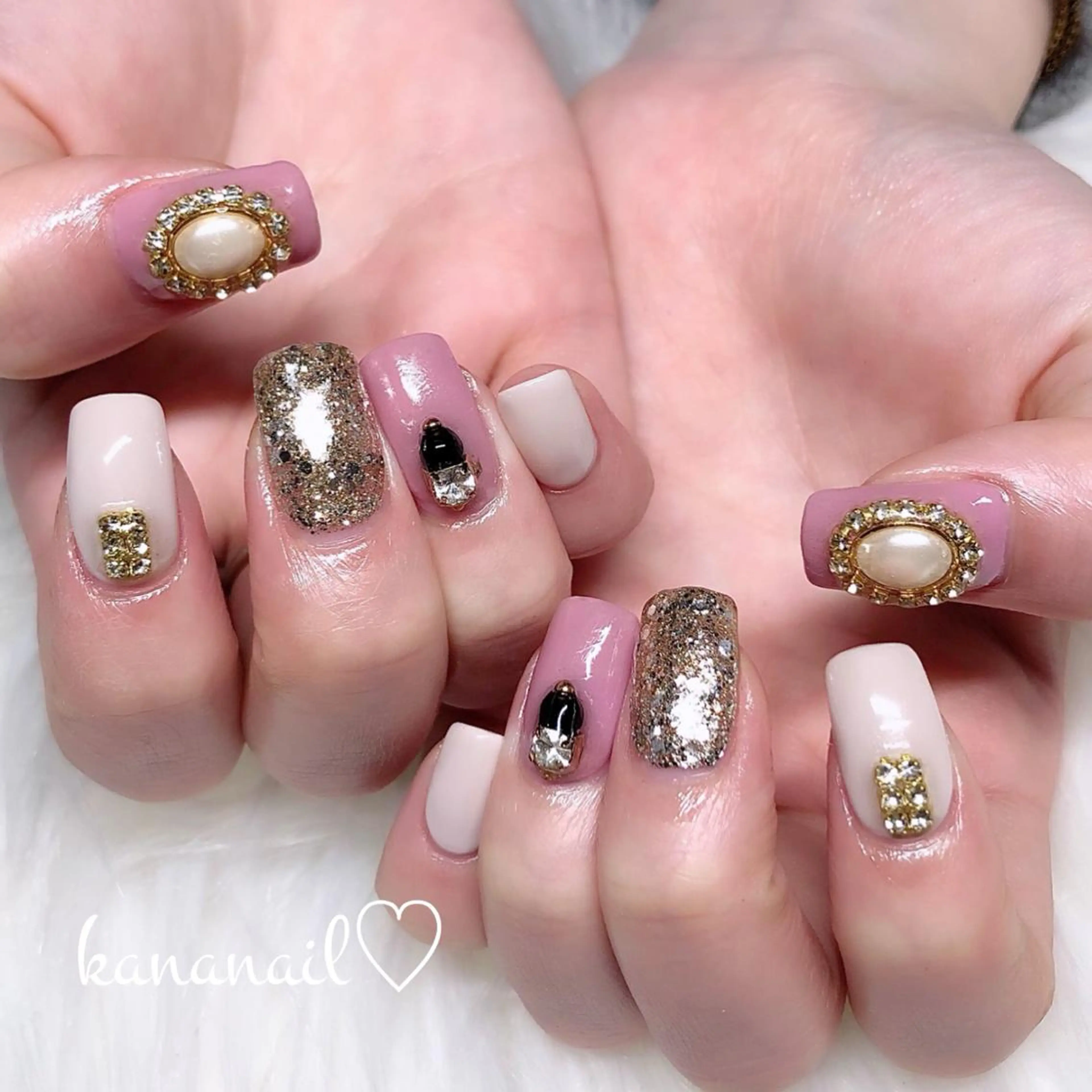 ネイル 韓国ネイル ミディアムネイル ハンドネイル kananail ♡のネイルデザイン