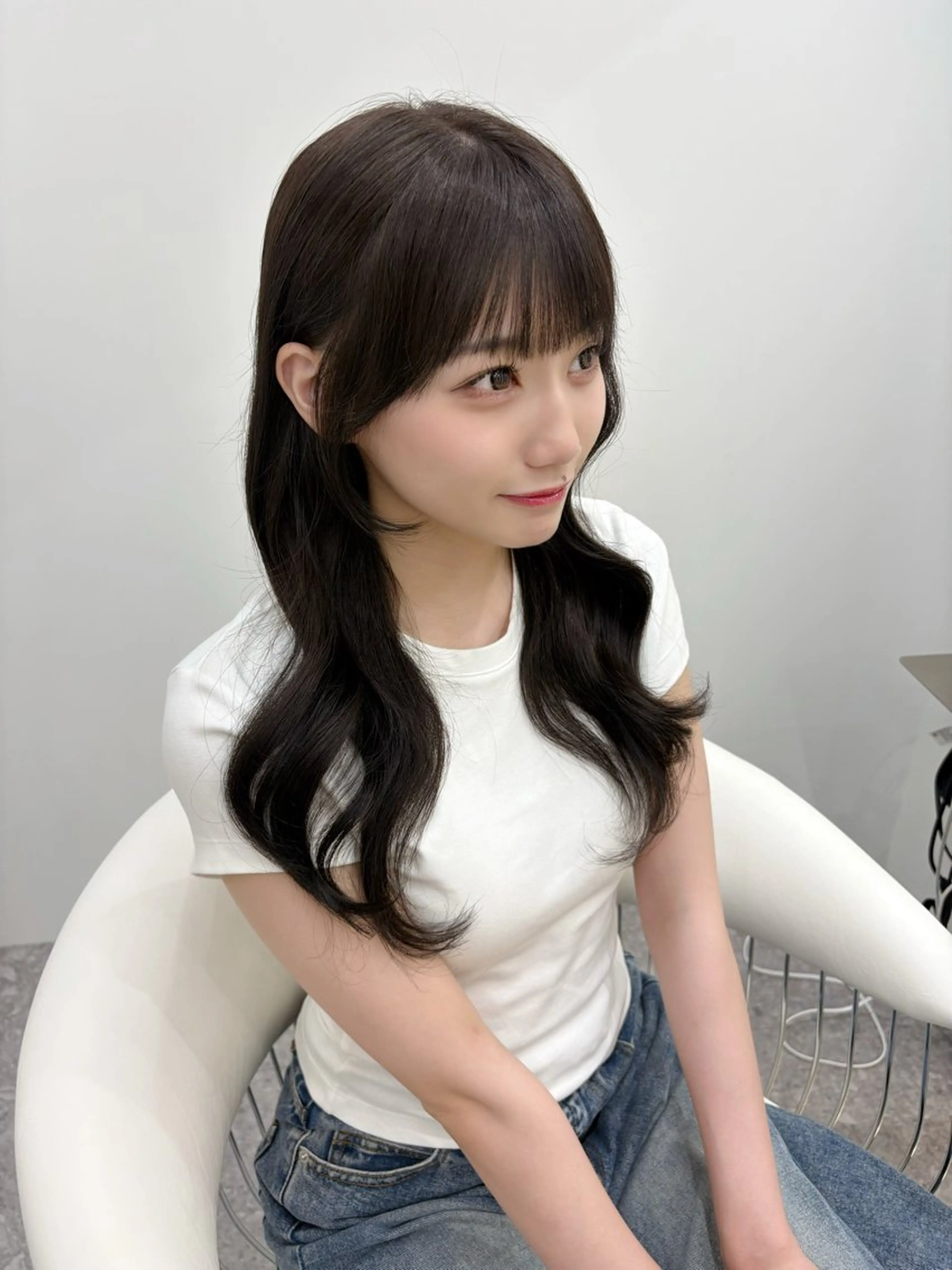 ロング カラー くびれヘア 韓国風ヘア 新宿/韓国ヘア 中明度カラー/かやのヘアスタイル