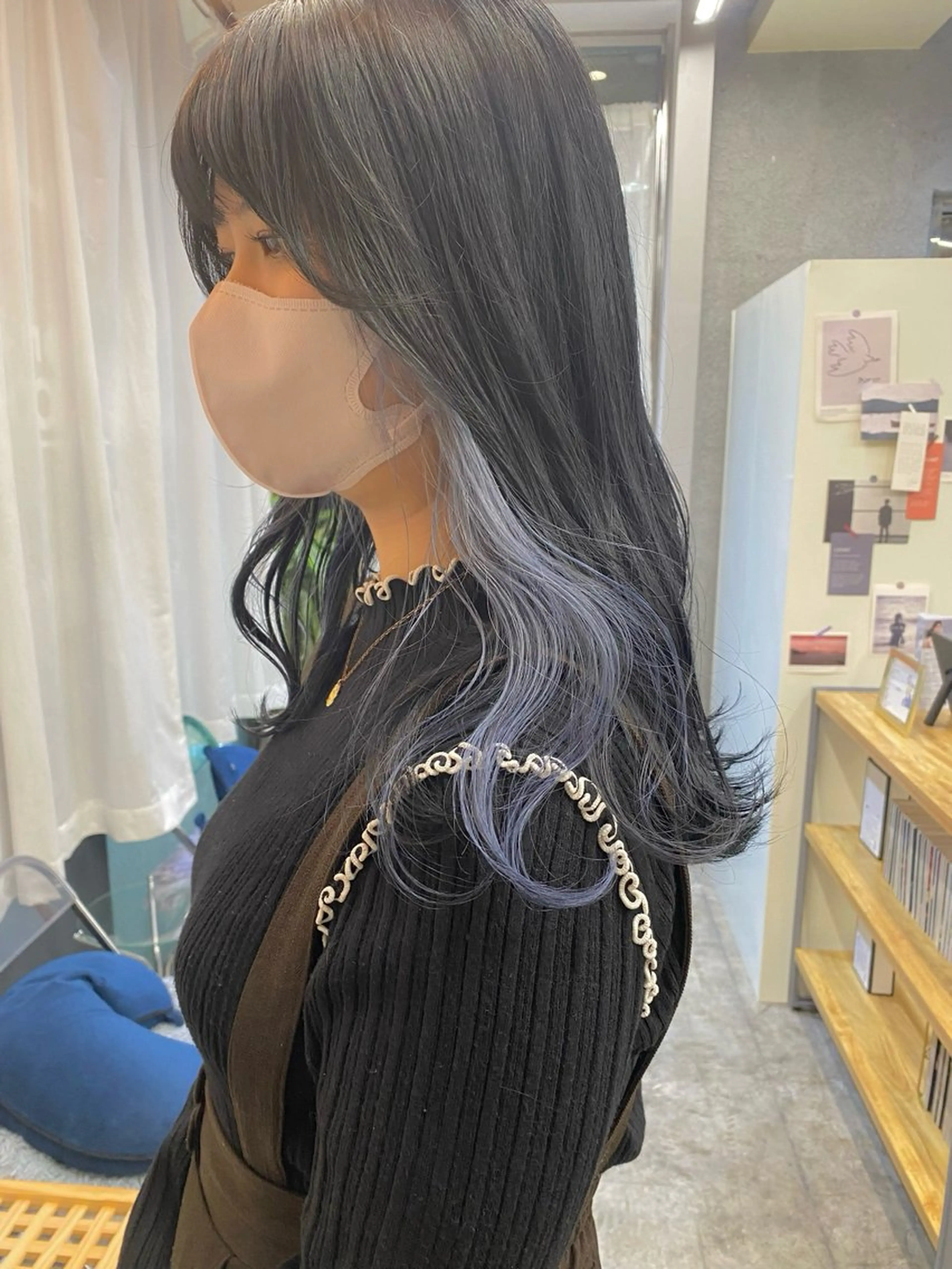 ロング カラー アッシュ ブリーチ ブルーカラー ケアブリーチ ハイトーンカラー ヘアカラー PEYP prod ICON所属・パーマ/ケアブリーチ /博多/YOSUKEのヘアスタイル