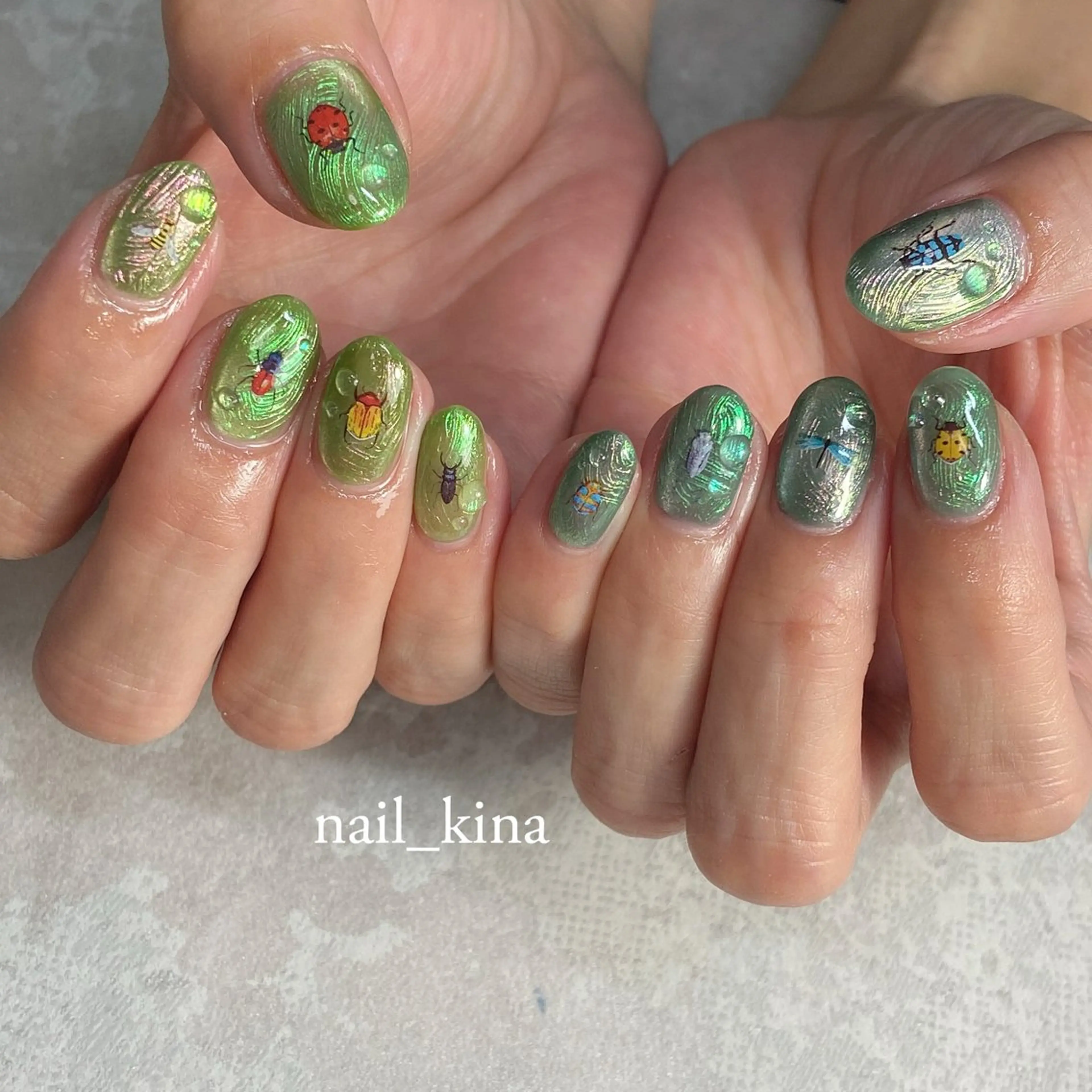 ネイル グリーン 春ネイル nail_ kinaのネイルデザイン