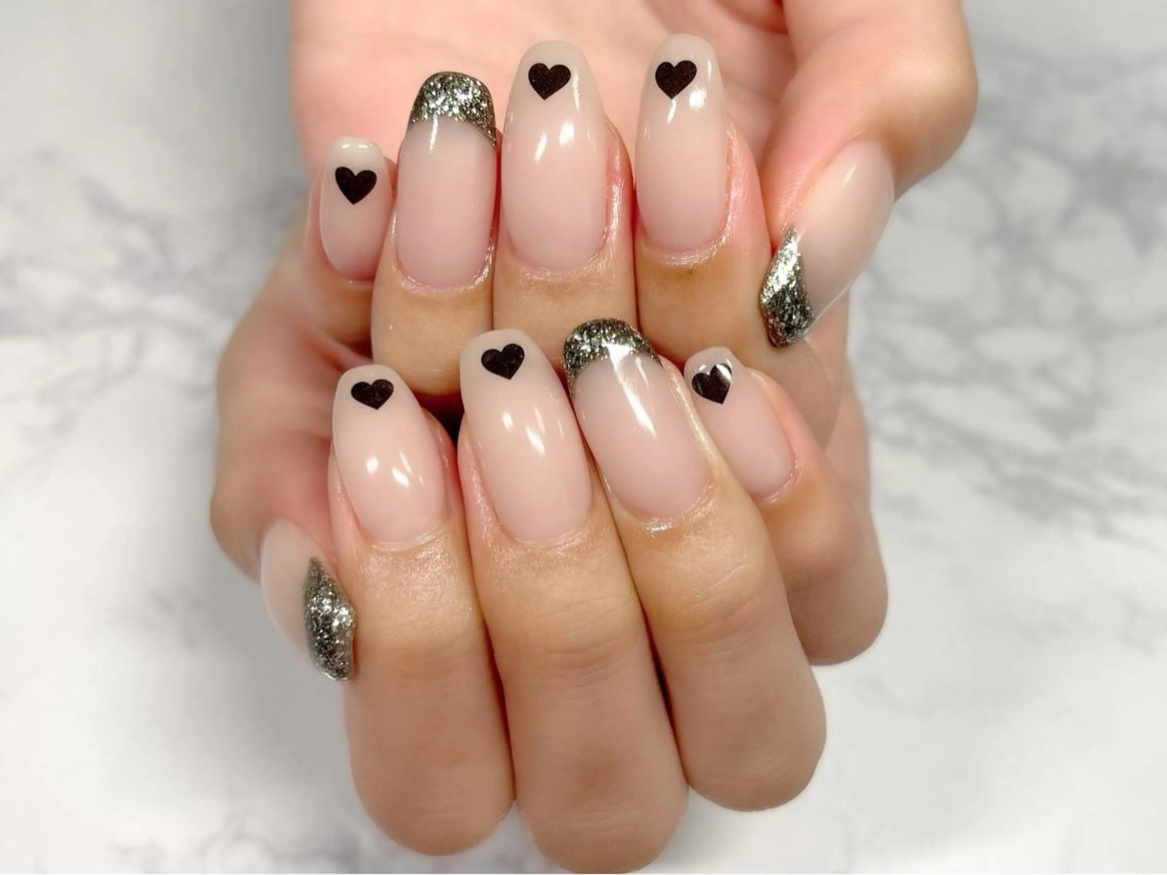 ネイル ハート シンプルネイル ハンドネイル Nail Salon KURELLYのネイルデザイン