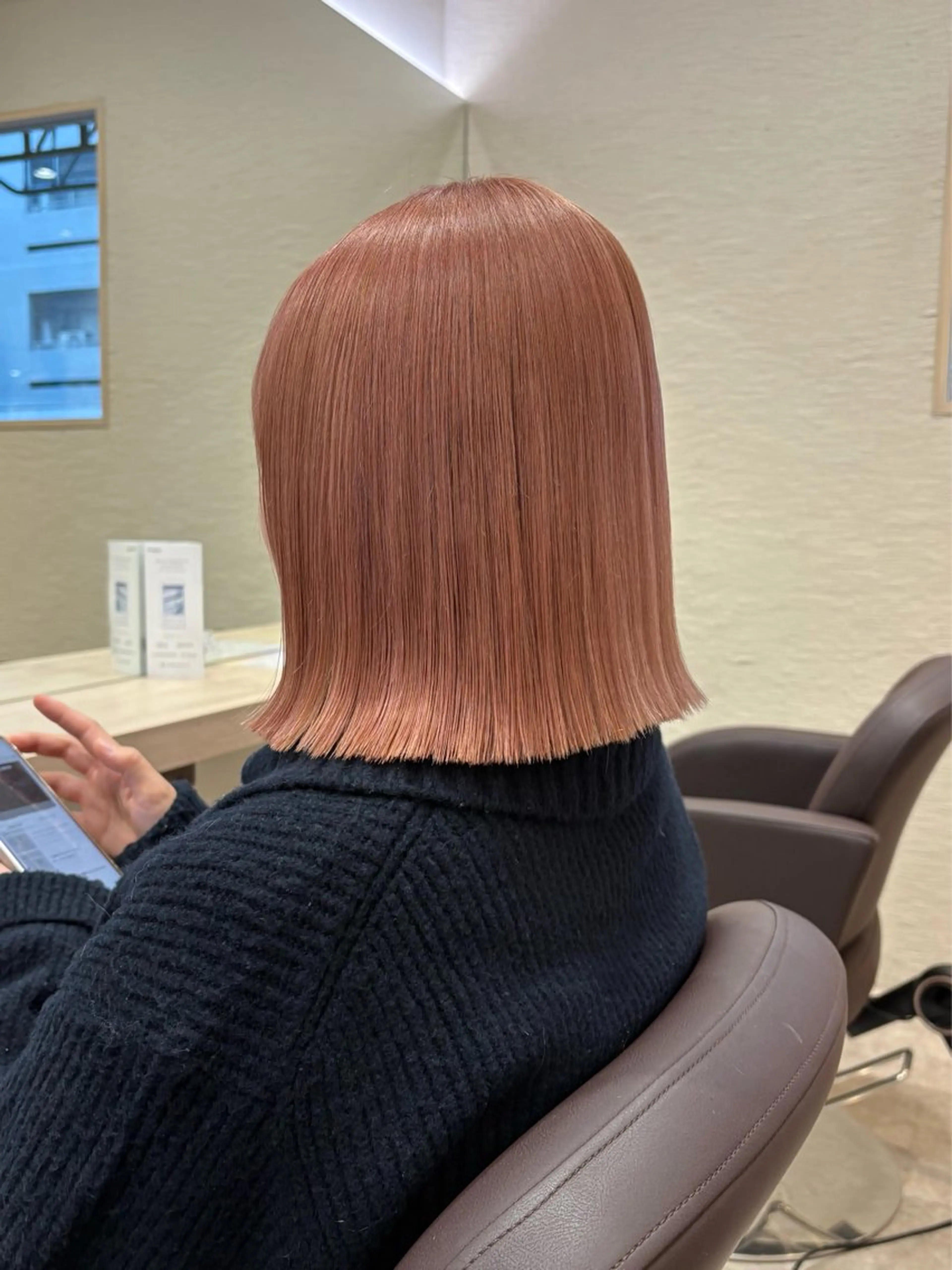 ミディアム カラー ベージュカラー ブリーチ ピンクカラー ピンクベージュ カット ヘアカラー 艶髪縮毛矯正/レ イヤー/atsumiのヘアスタイル