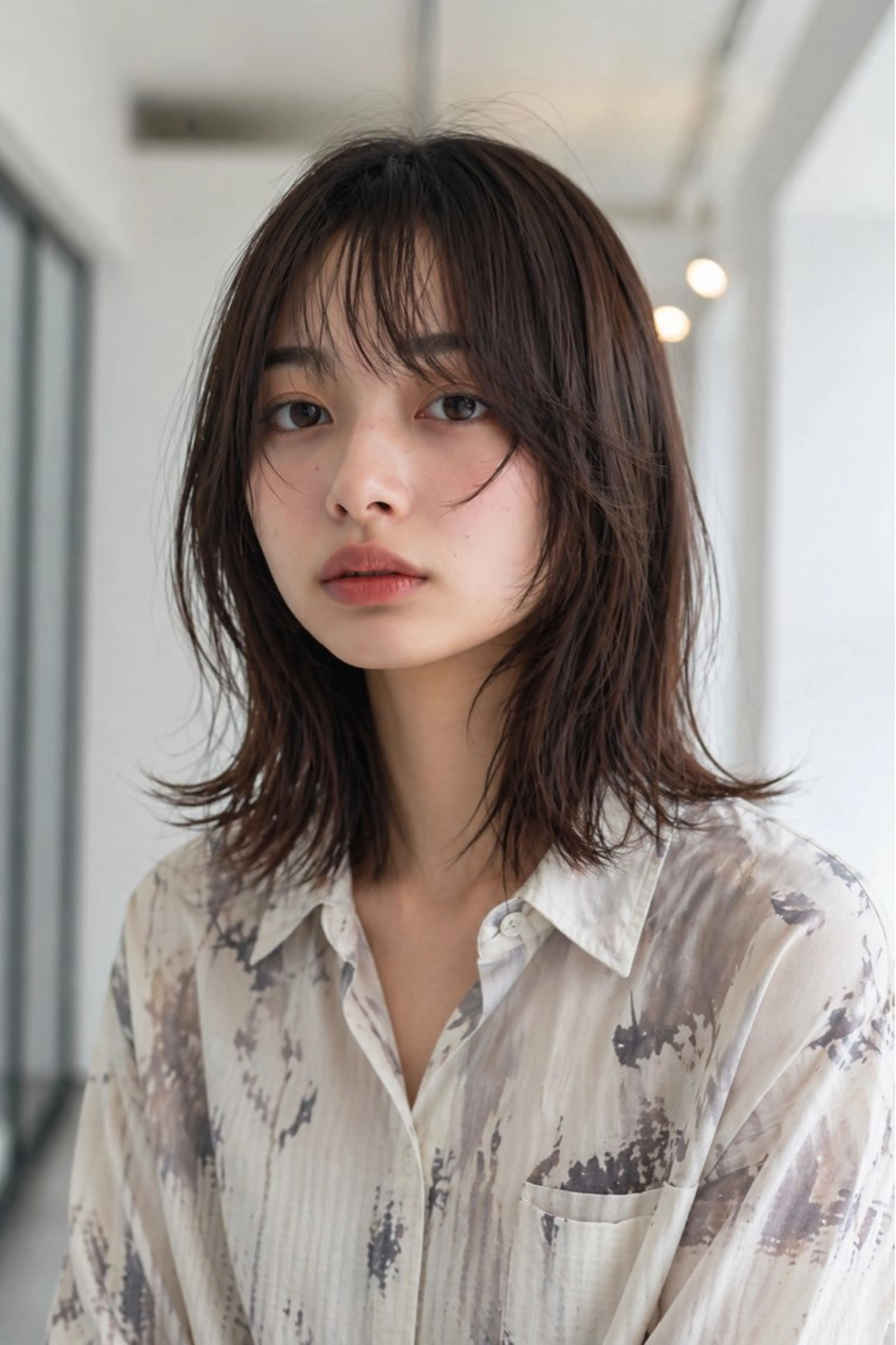 ミディアム ショートボブ ボブ ハイライト 髪質改善 レイヤーカット カット ヘアカラー トリートメント 松谷 圭のヘアスタイル