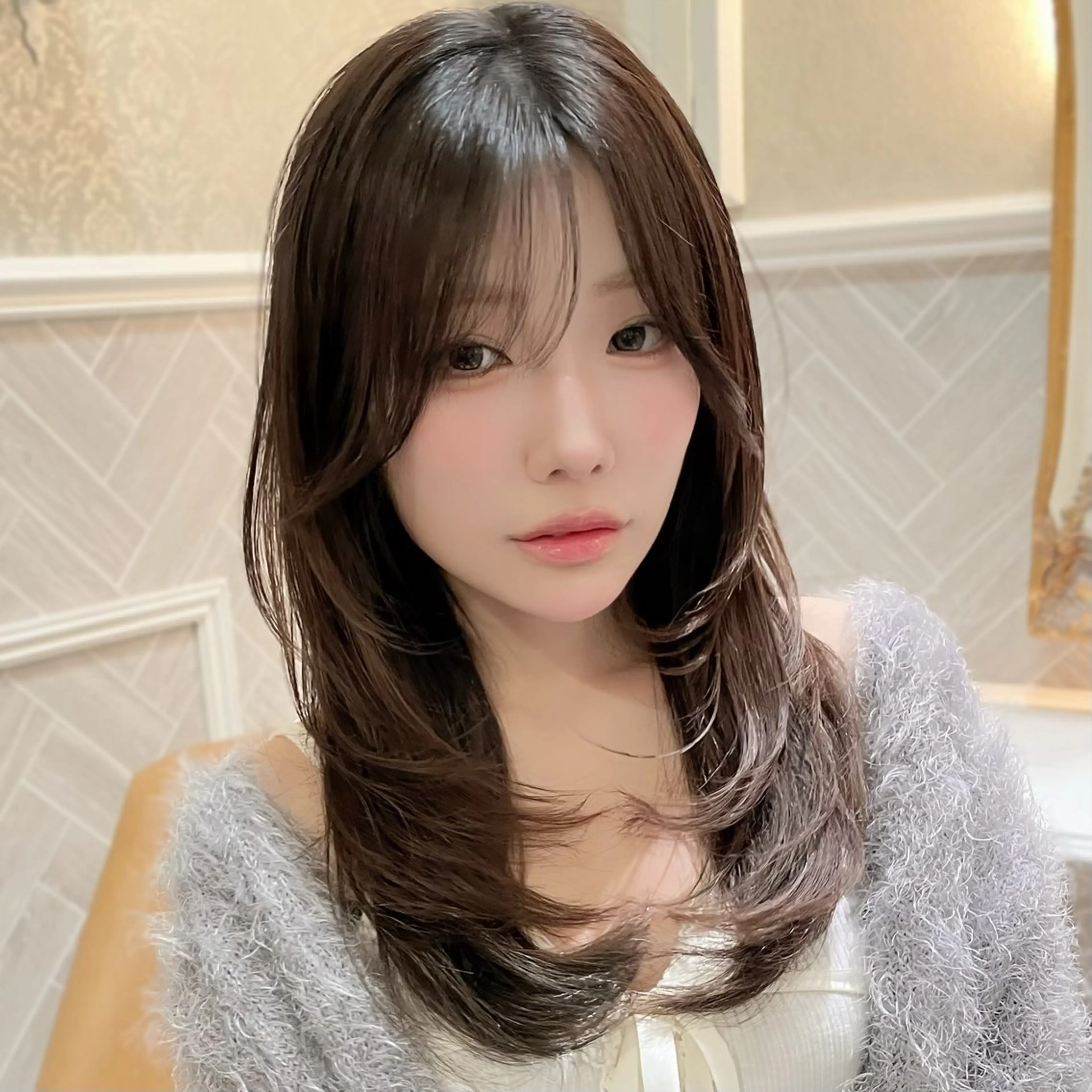 ロング 髪質改善 韓国風ヘア レイヤーカット ロング 縮毛矯正 カット ヘアカラー トリートメント 美髪縮毛矯正🤍 髪質改善/Shinaのヘアスタイル