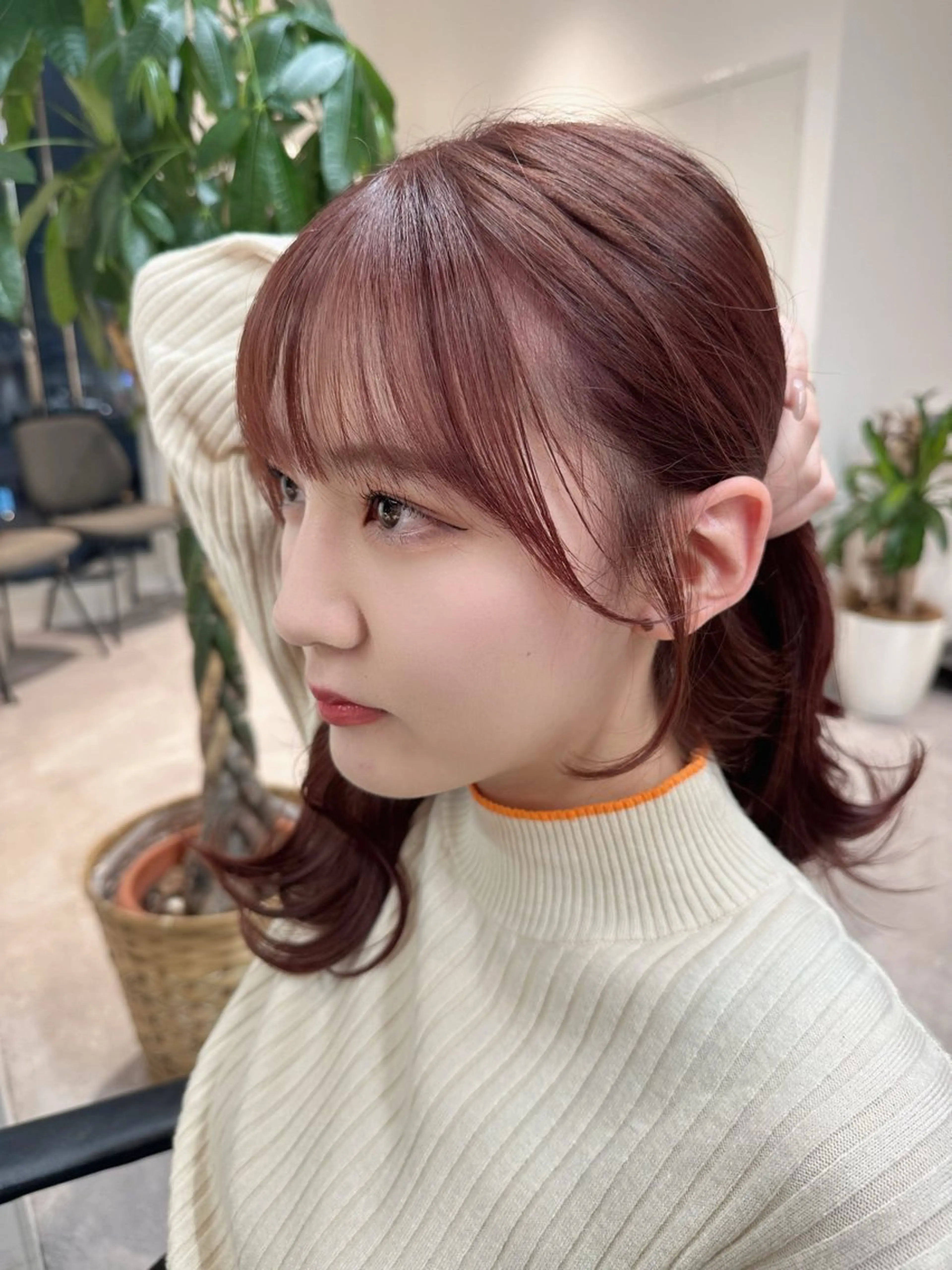 ロング 韓国風カラー くびれヘア 顔周りカット 韓国風ヘア 小顔カット 透明感カラー🩵 レイヤーカット/韓国のヘアスタイル