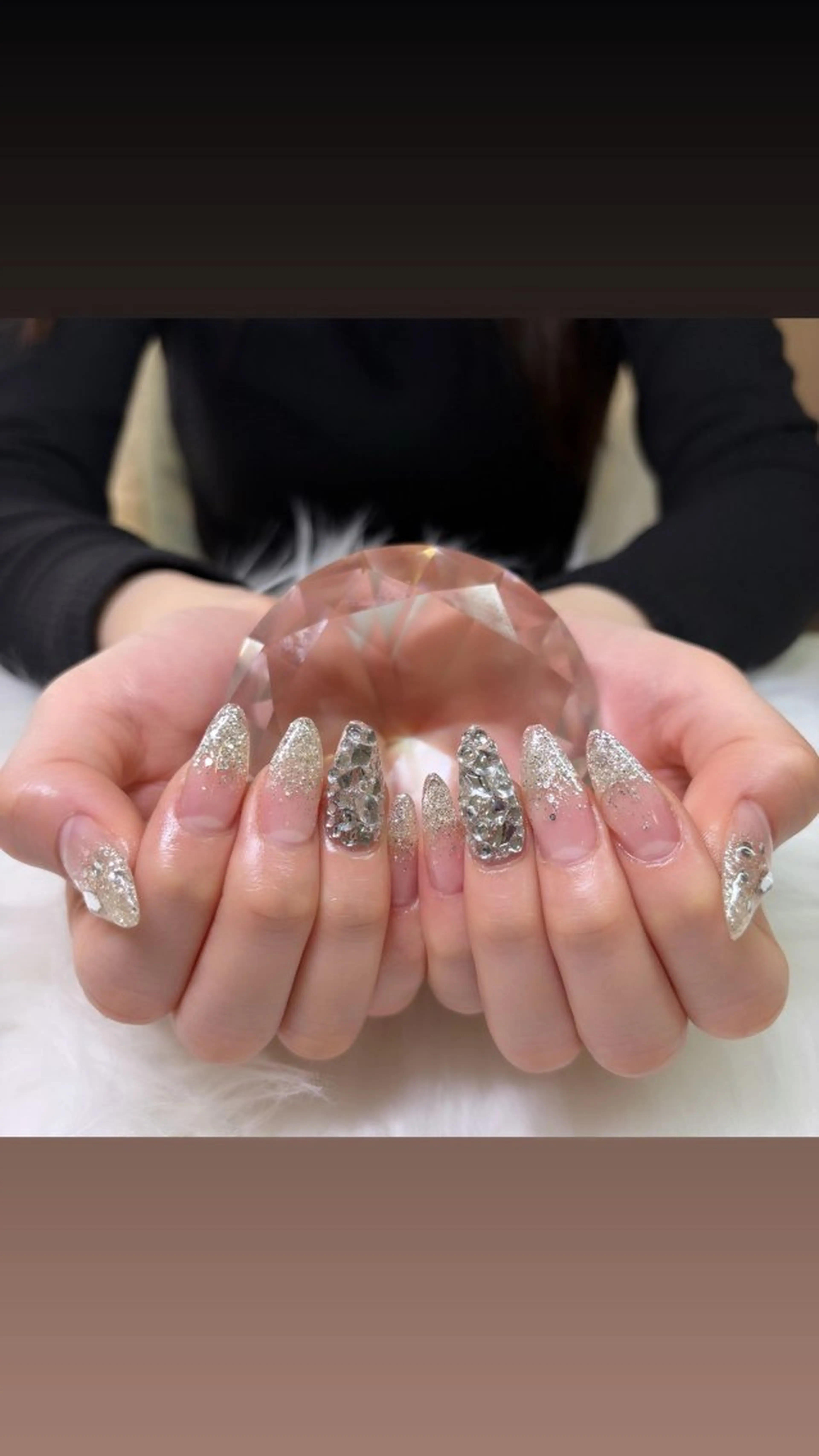 ネイル 長さ出し グラデーション ラメ(グリッター) ラメグラデーション ストーンネイル salon AYAのネイルデザイン
