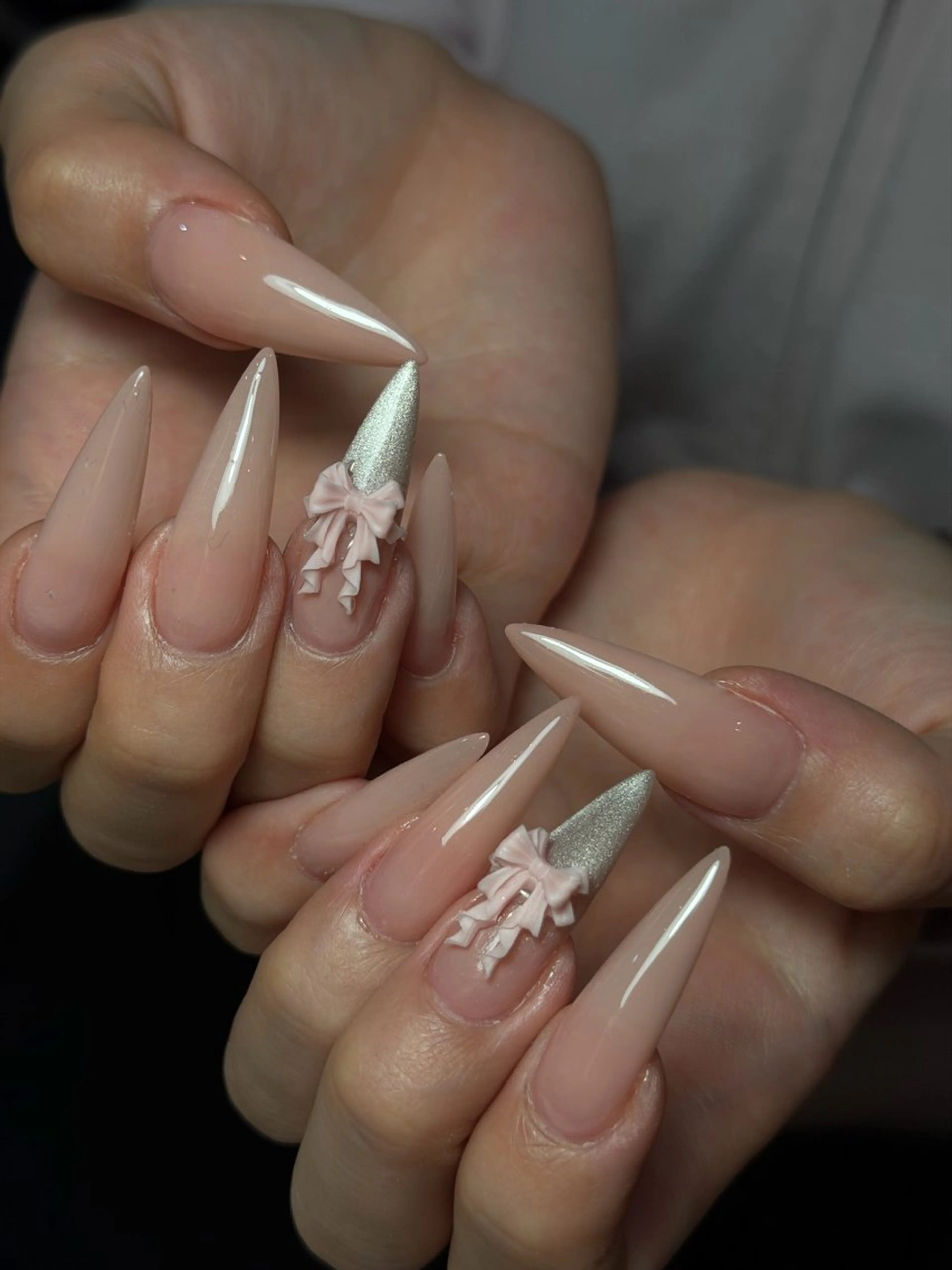 ネイル ジェルネイル キラキラネイル 韓国ネイル レース ロングネイル ハンドネイル CoMo Nailのネイルデザイン