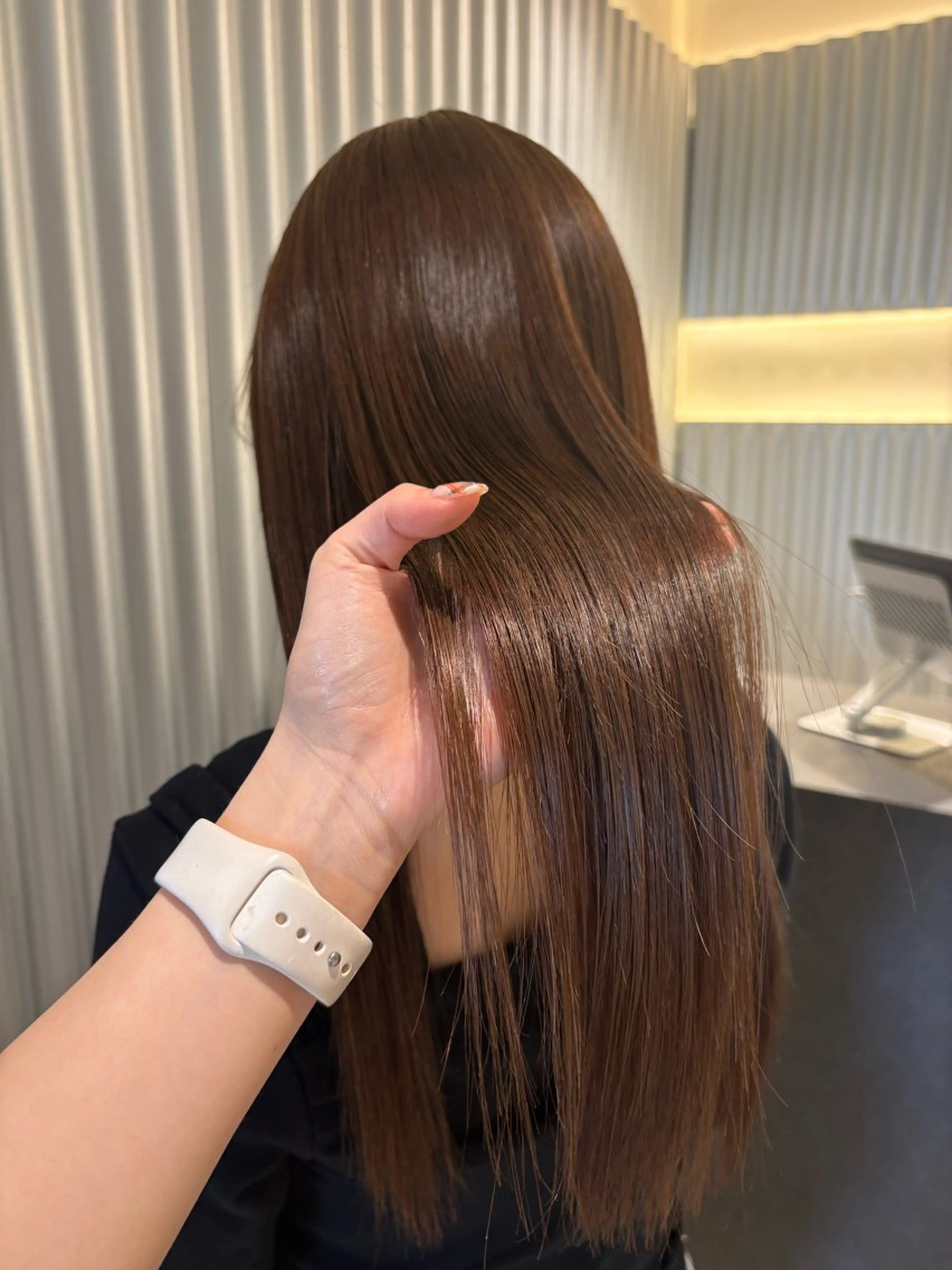 ロング カラー パーマ ヘアアレンジ ブラウンカラー ヘアカラー トリートメント ヘッドスパ ヘアセット 押切 響　のヘアスタイル