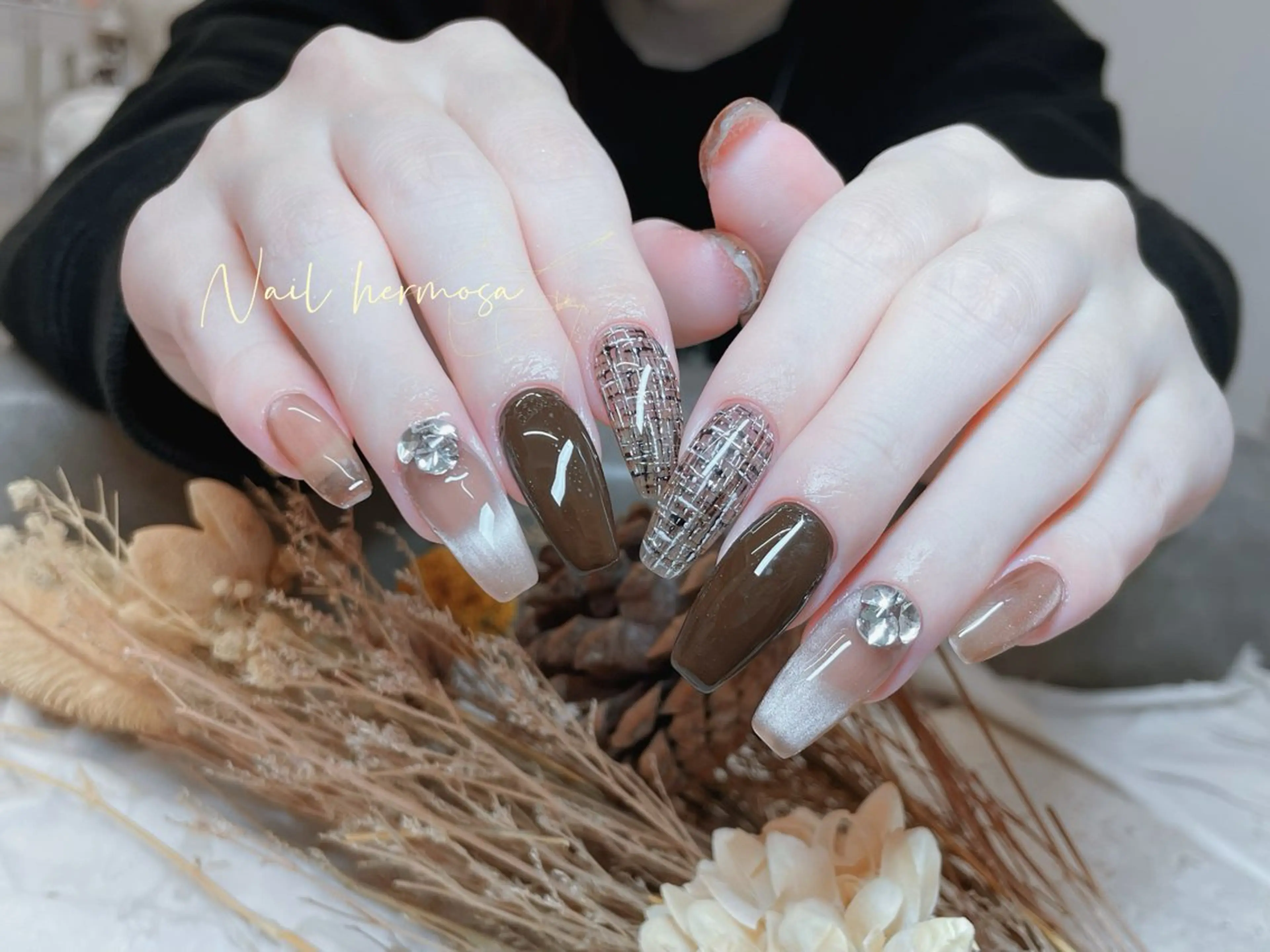 ネイル アートネイル グラデーション マグネットネイル 持ち込み オフィスネイル ハンドネイル ネイル エルモサのネイルデザイン