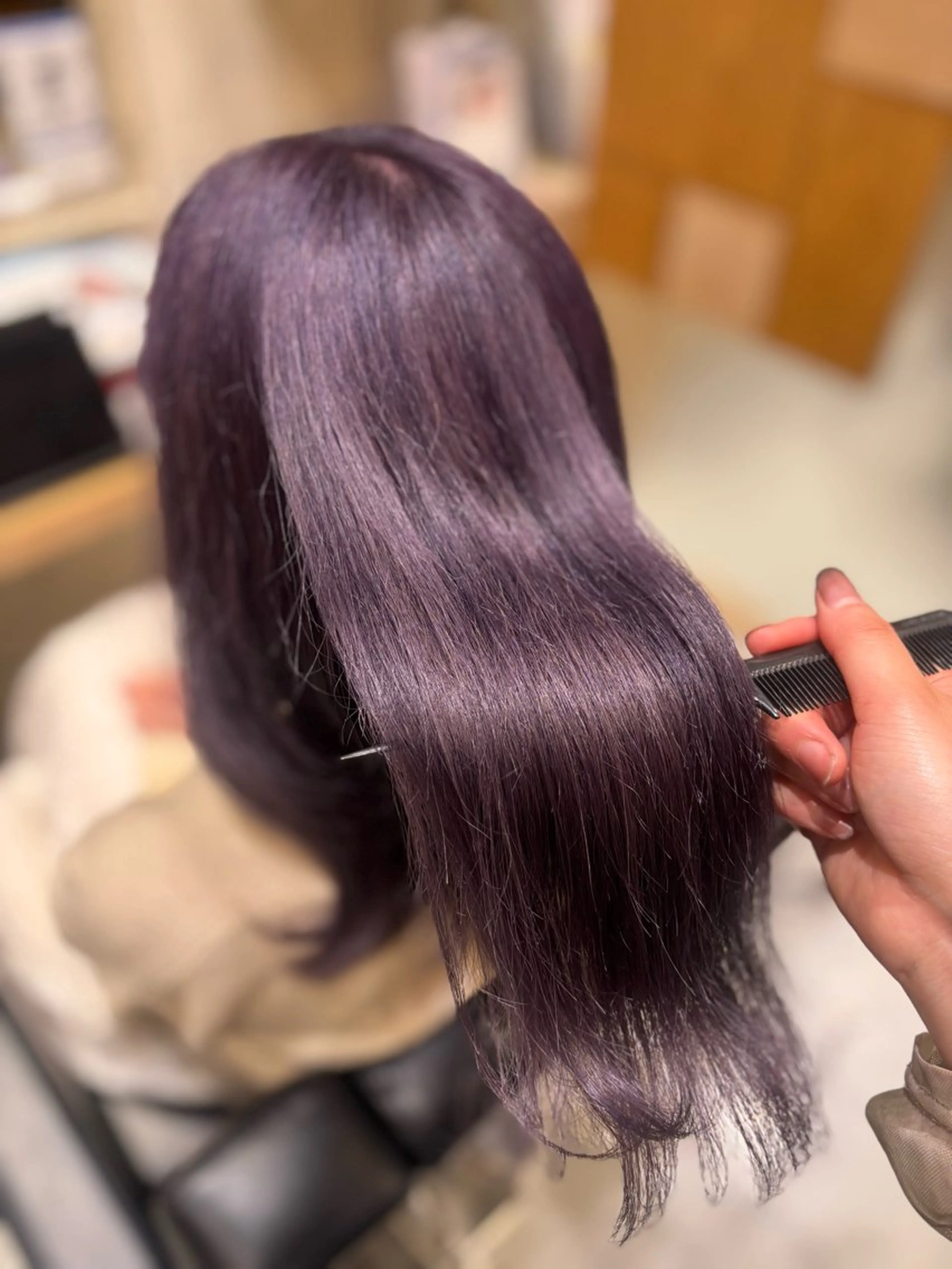 ロング トリートメント 透明感グレージュ/ 縮毛矯正/静岡のヘアスタイル