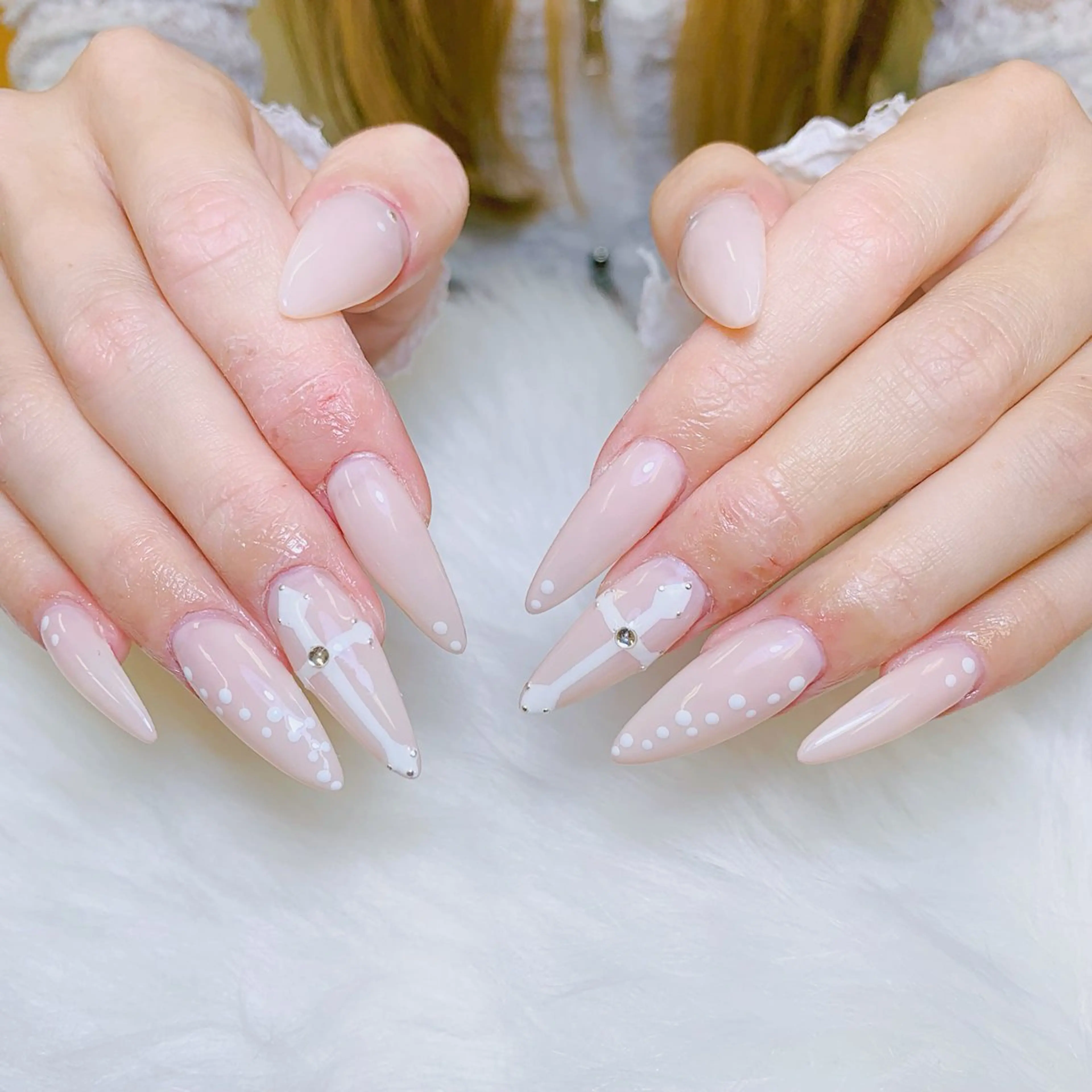 ネイル チークネイル 長さ出し フラッシュネイル フレンチネイル グラデーション ハンドネイル AN NAIL SALONのネイルデザイン