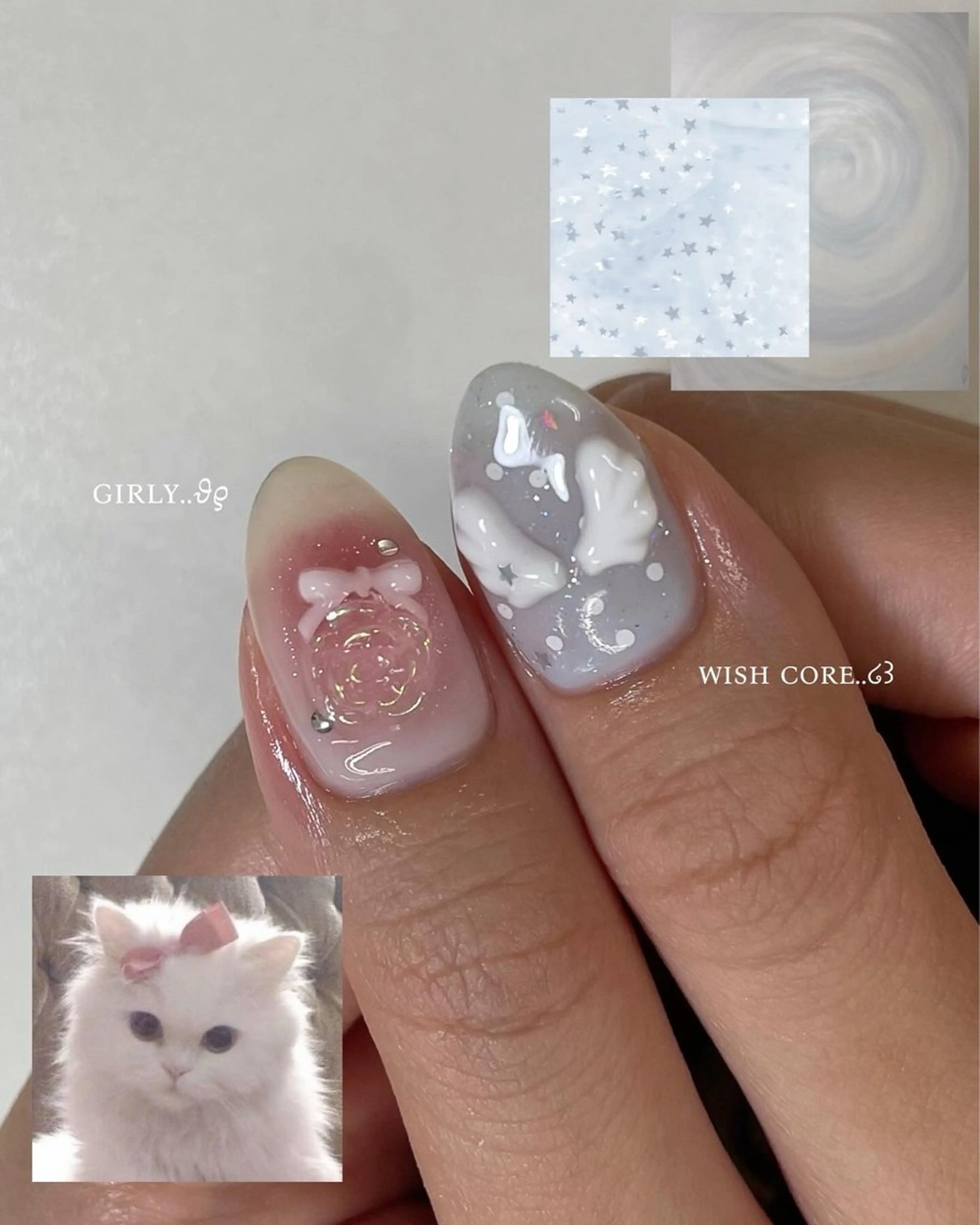 ネイル ガーリー ワンホンネイル ハンドネイル MINAMI໒꒱ Y2K、韓国ガーリーのネイルデザイン