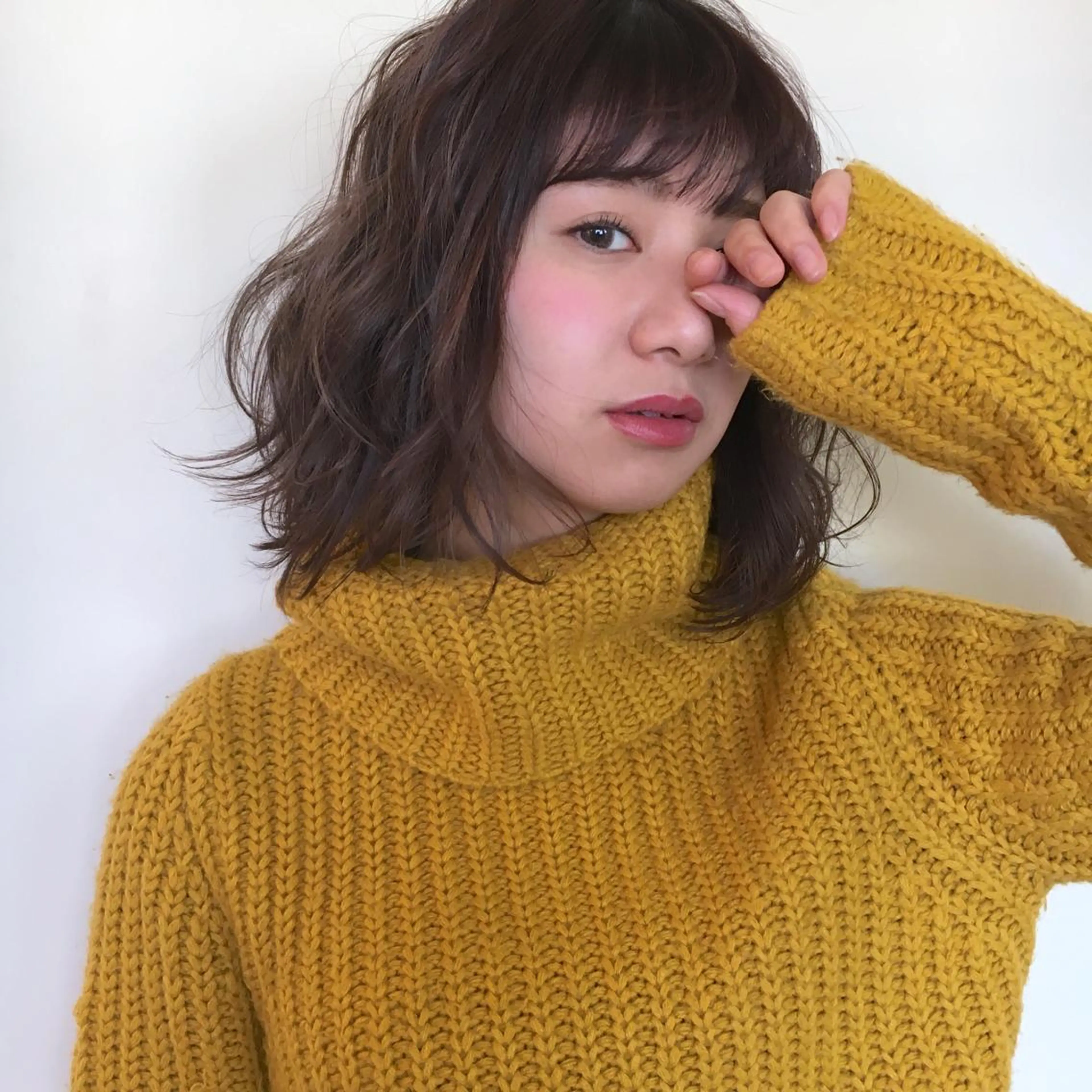 ミディアム カラー 薬院:今泉/上川美幸 ボブ/顔周りレイヤーのヘアスタイル