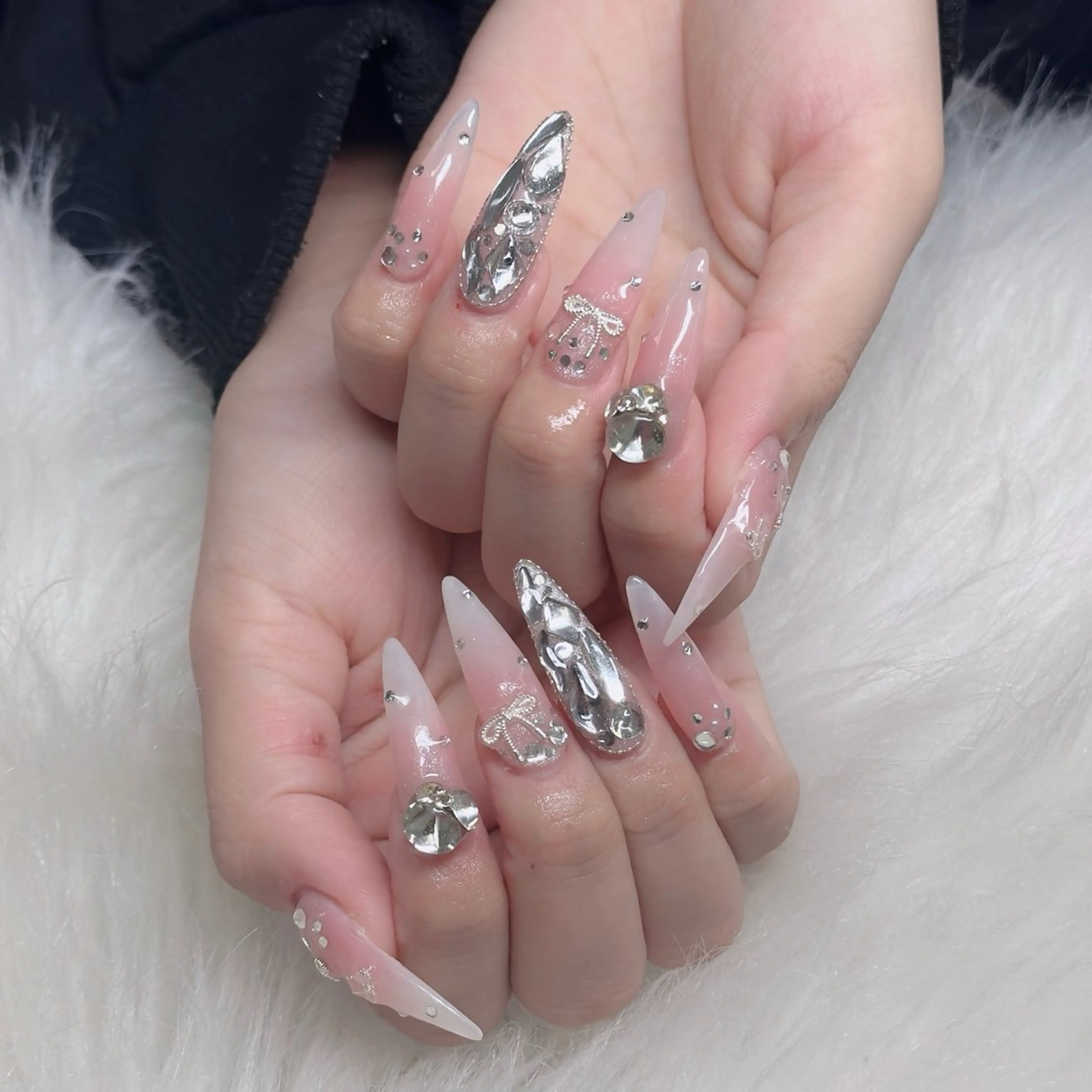 ネイル ロングネイル マグネットネイル リボン 夏ネイル スーパーロングネイル ハンドネイル Hani Nail XUKAのネイルデザイン