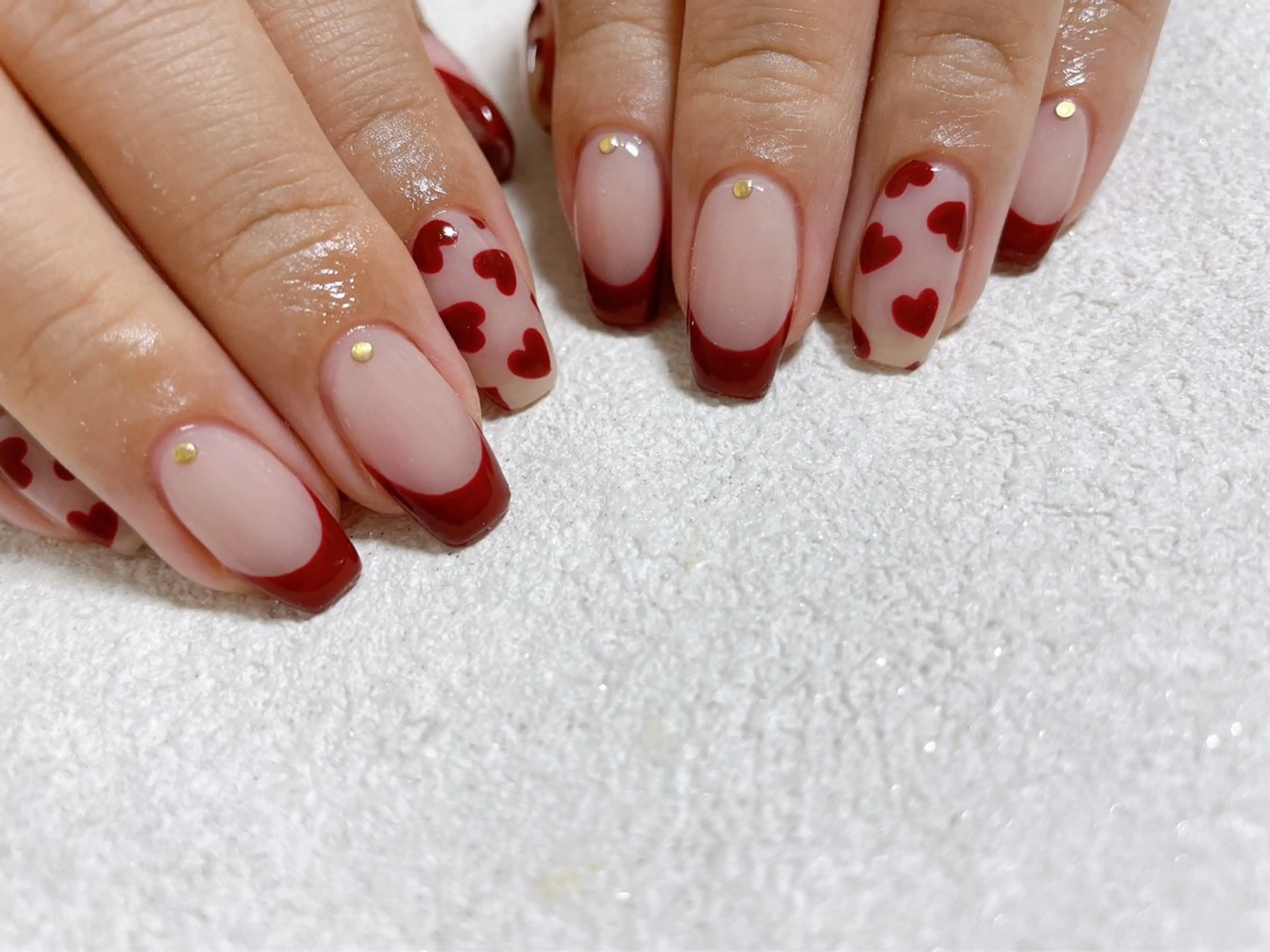 ネイル ジェルネイル ハート 韓国ネイル パラジェル 冬ネイル kikinail 溝の口のネイルデザイン