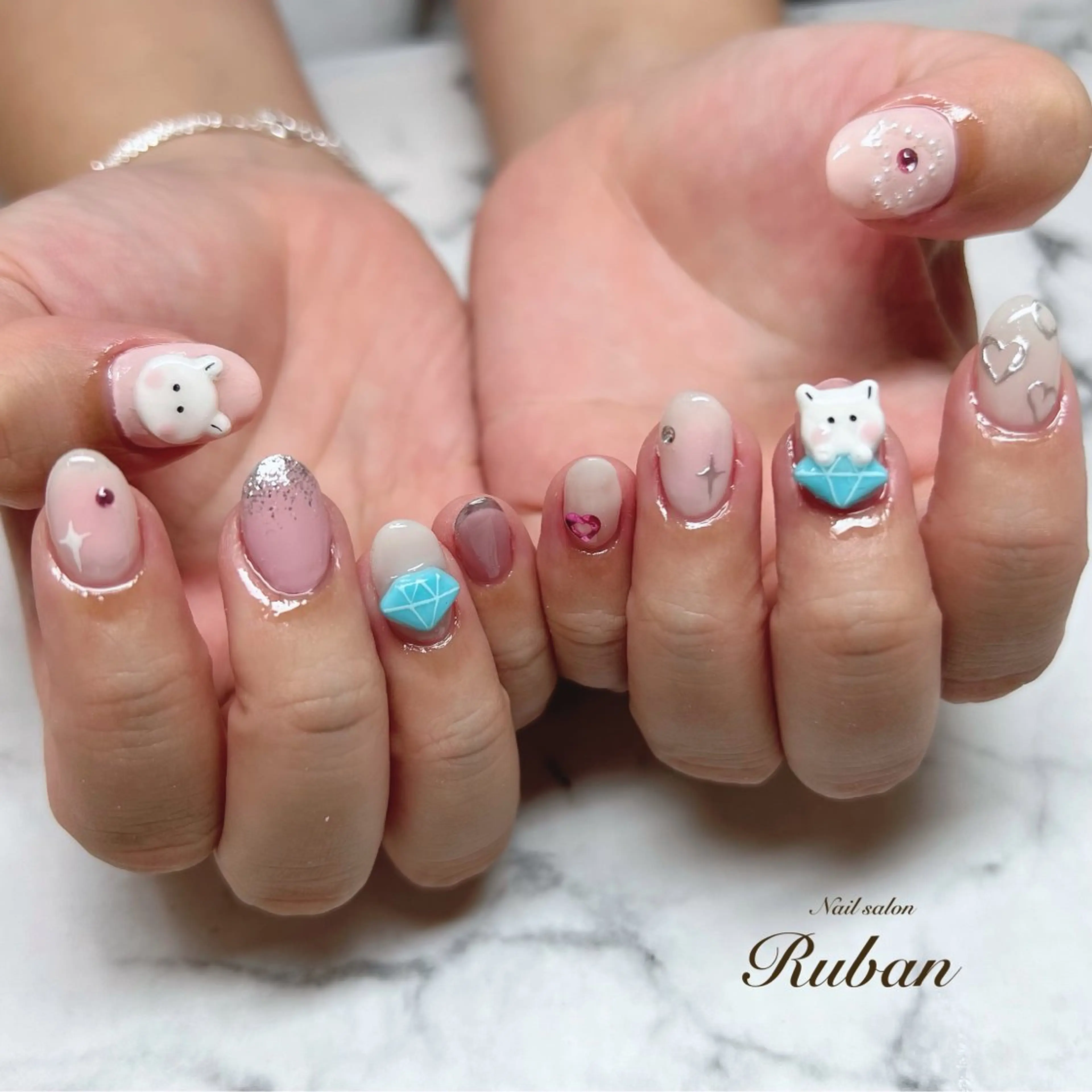 ネイル アートネイル 長さ出し 持ち込み Nail salon Rubanのネイルデザイン