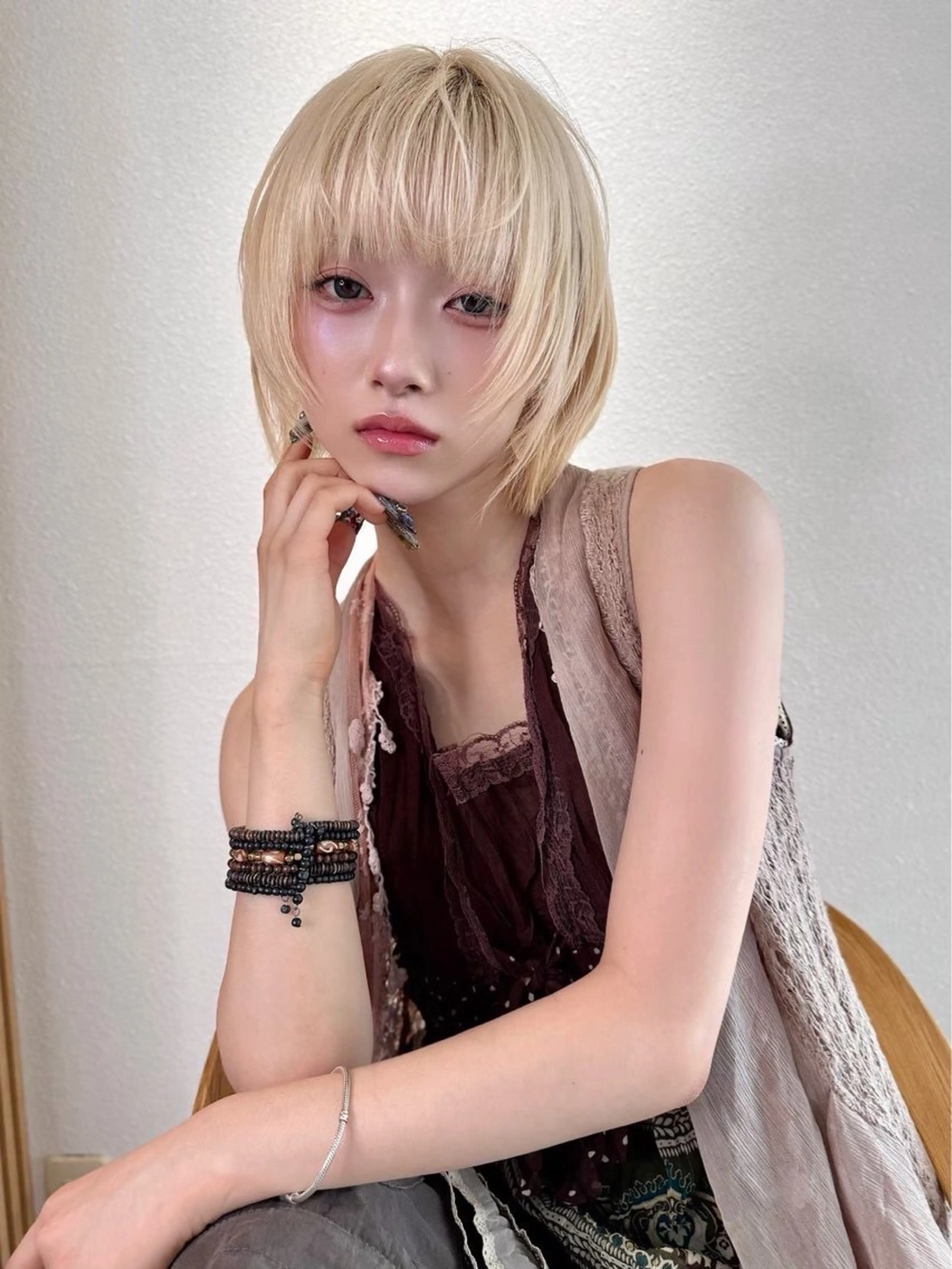 ショート カラー ヘアアレンジ GLROW大宮所属・大宮🎨高明度/カラ ー/髪質改善/ハルのヘアスタイル