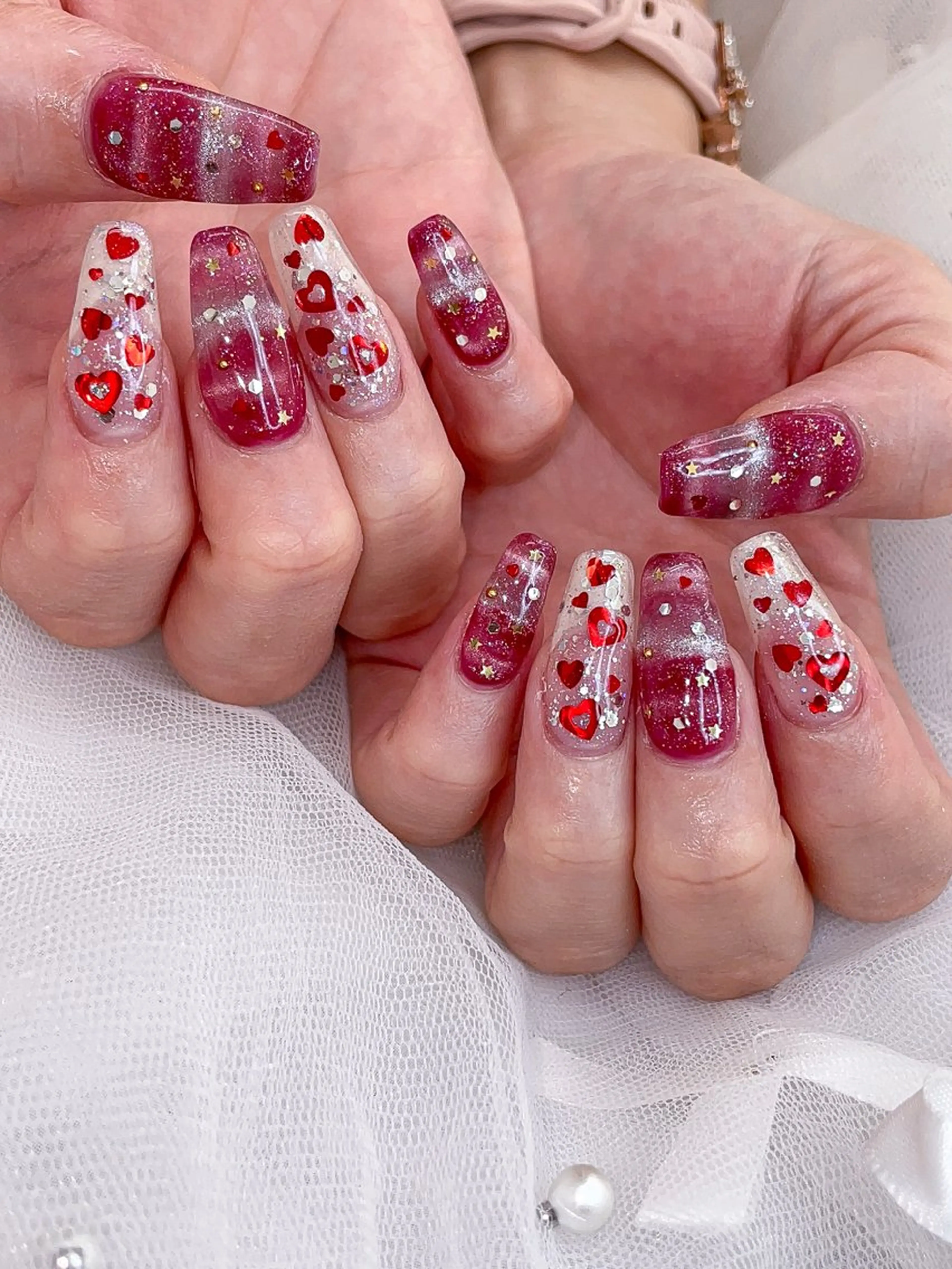 ネイル バレンタイン ハンドネイル 五十嵐 美智のネイルデザイン