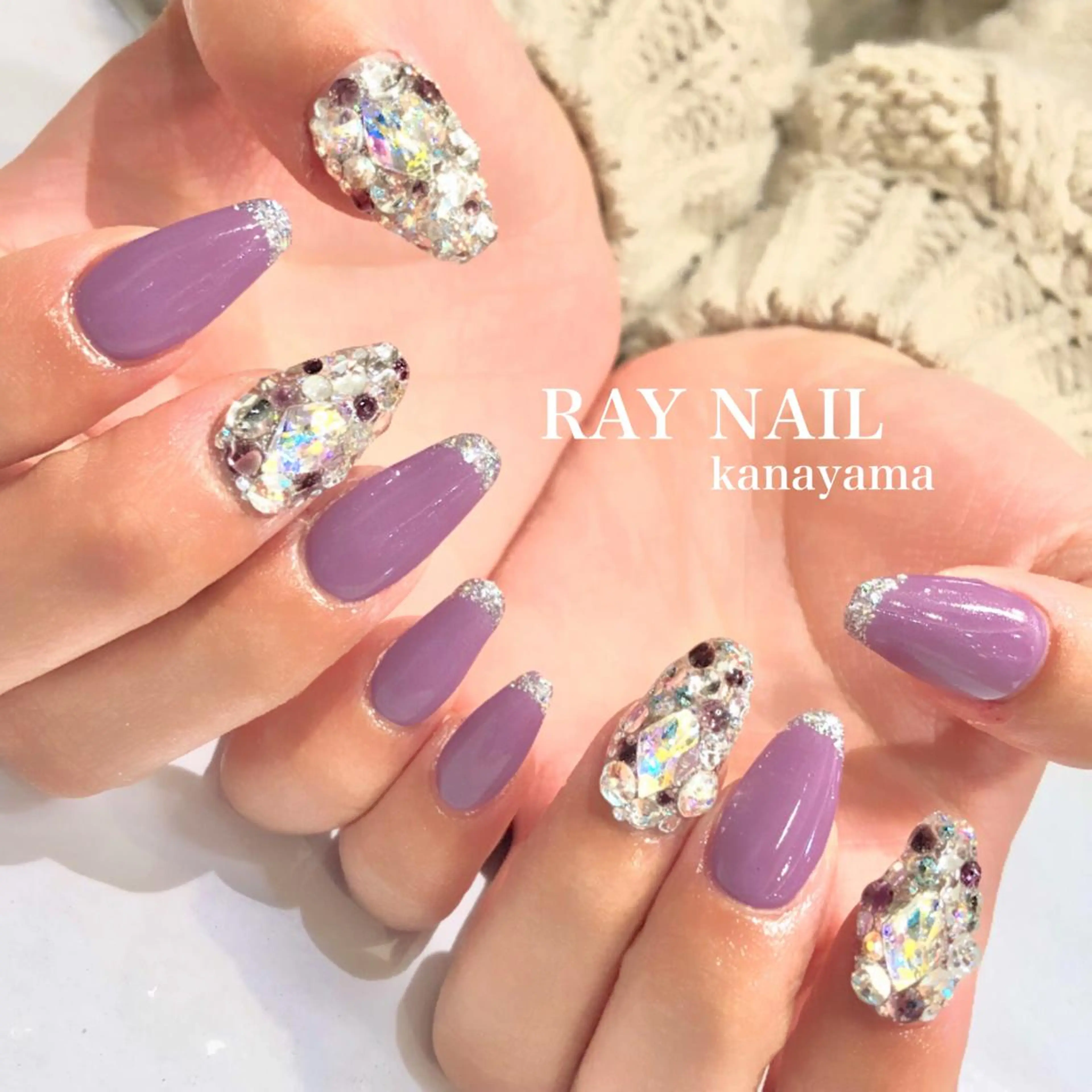 ネイル 成人式 ストーンネイル ハンドネイル Arowa 伊田のネイルデザイン